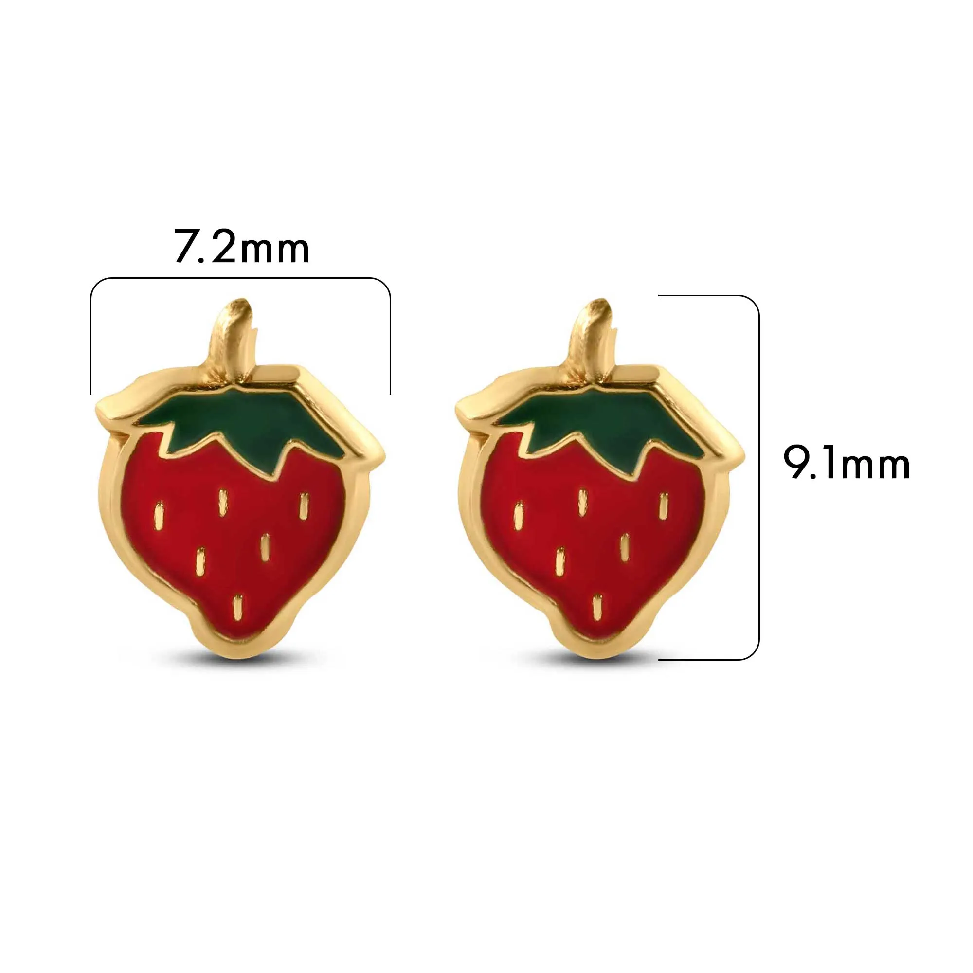 14E00427. - 14 Karat Yellow Gold Strawberry Screw Back Earrings