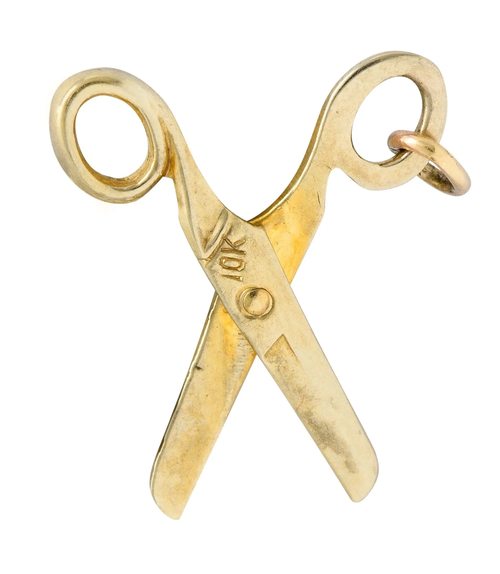 1940's Retro 10 Karat Gold Scissor Charm