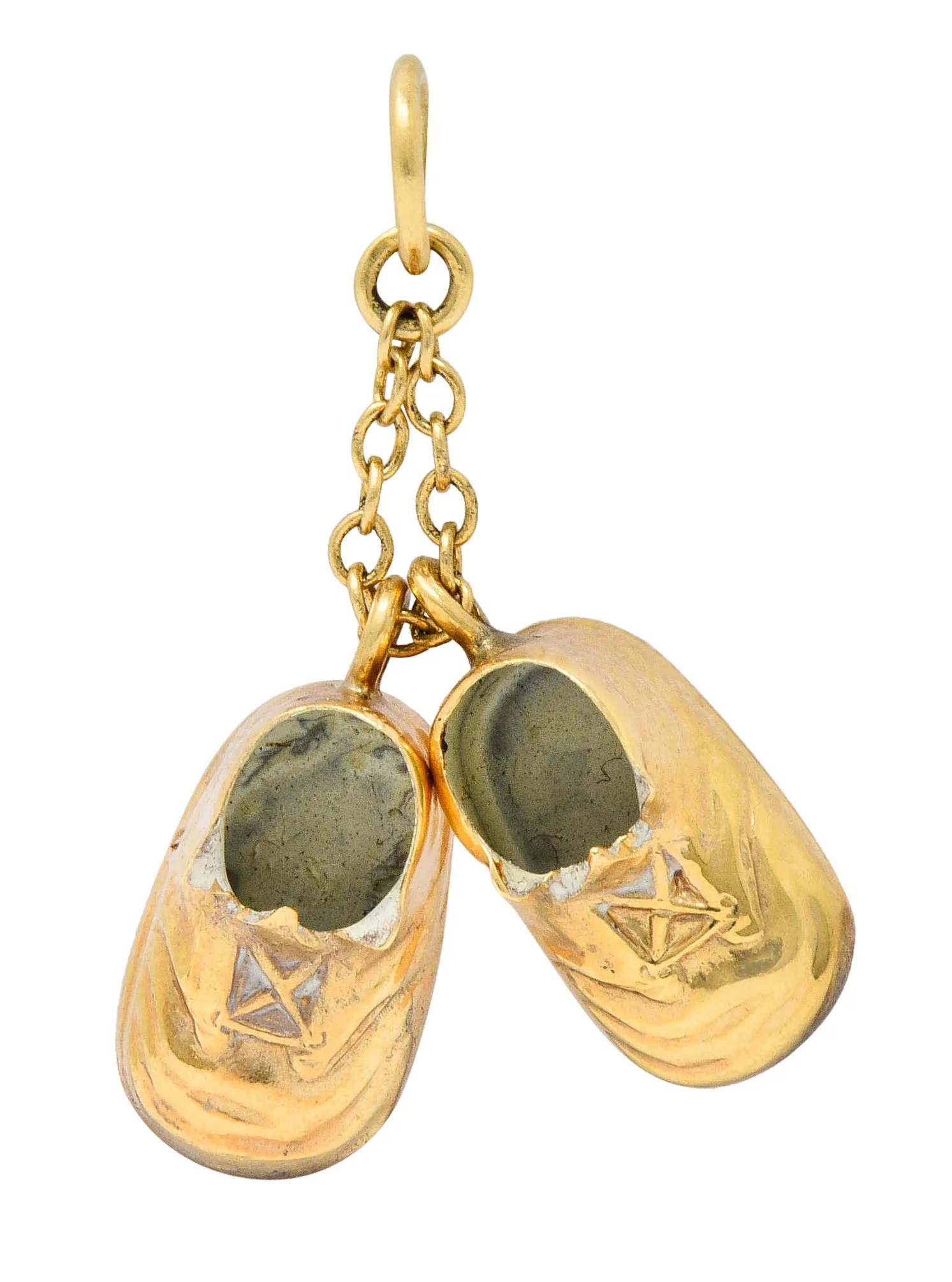 1940's Retro 14 Karat Gold Articulated Baby Shoe Charm