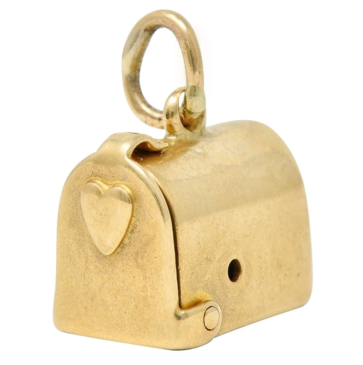 1940's Retro 14 Karat Gold Heart & Mailbox Charm