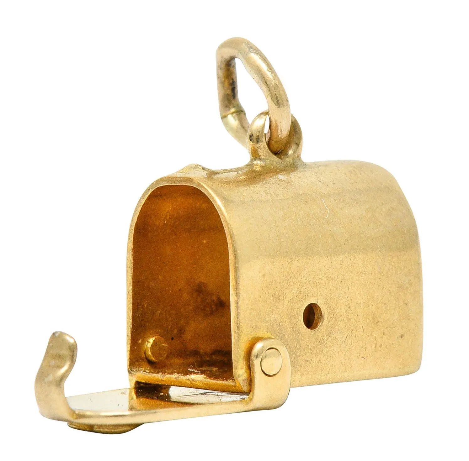 1940's Retro 14 Karat Gold Heart & Mailbox Charm