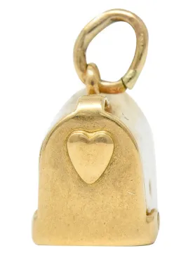 1940's Retro 14 Karat Gold Heart & Mailbox Charm