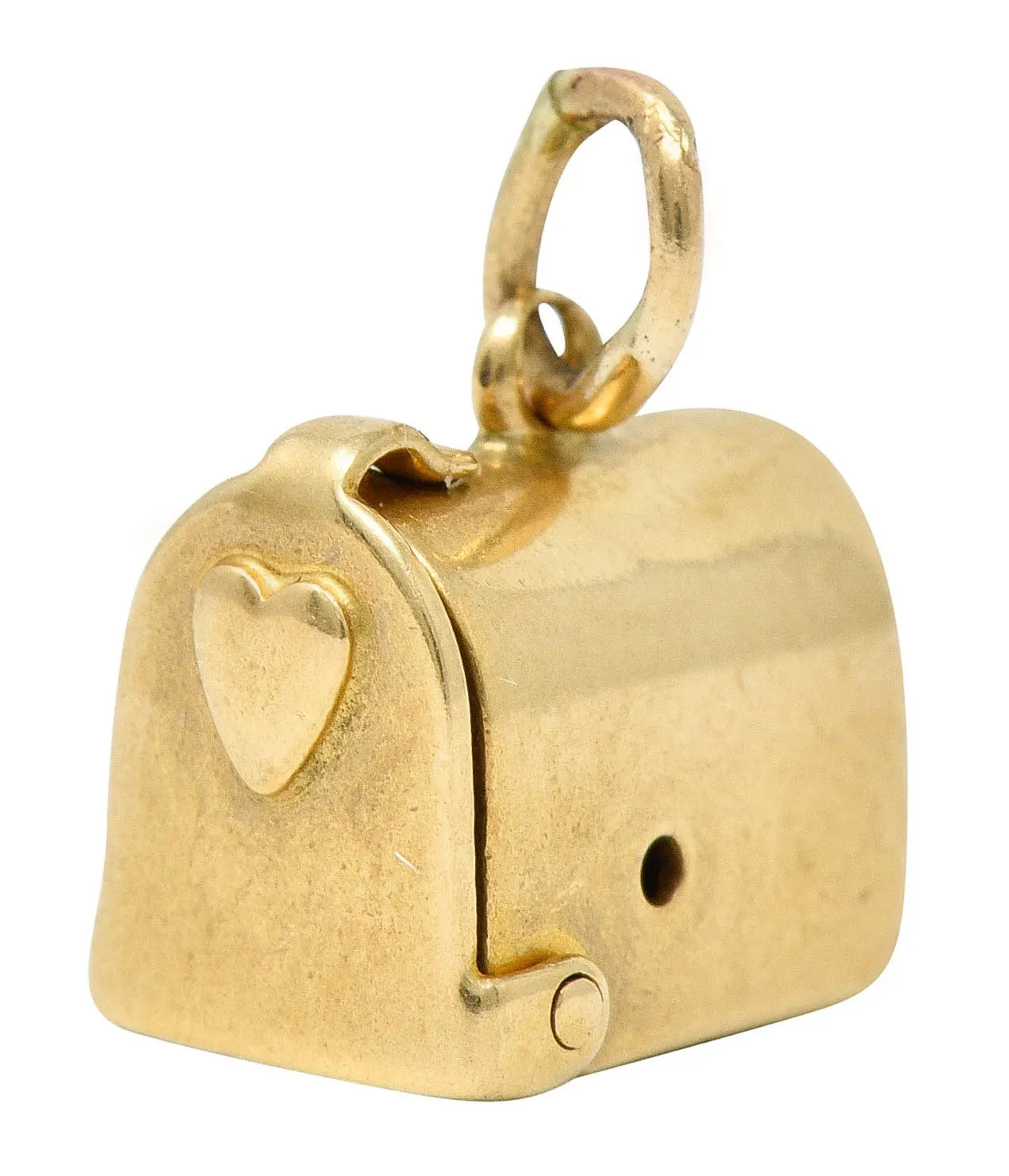 1940's Retro 14 Karat Gold Heart & Mailbox Charm