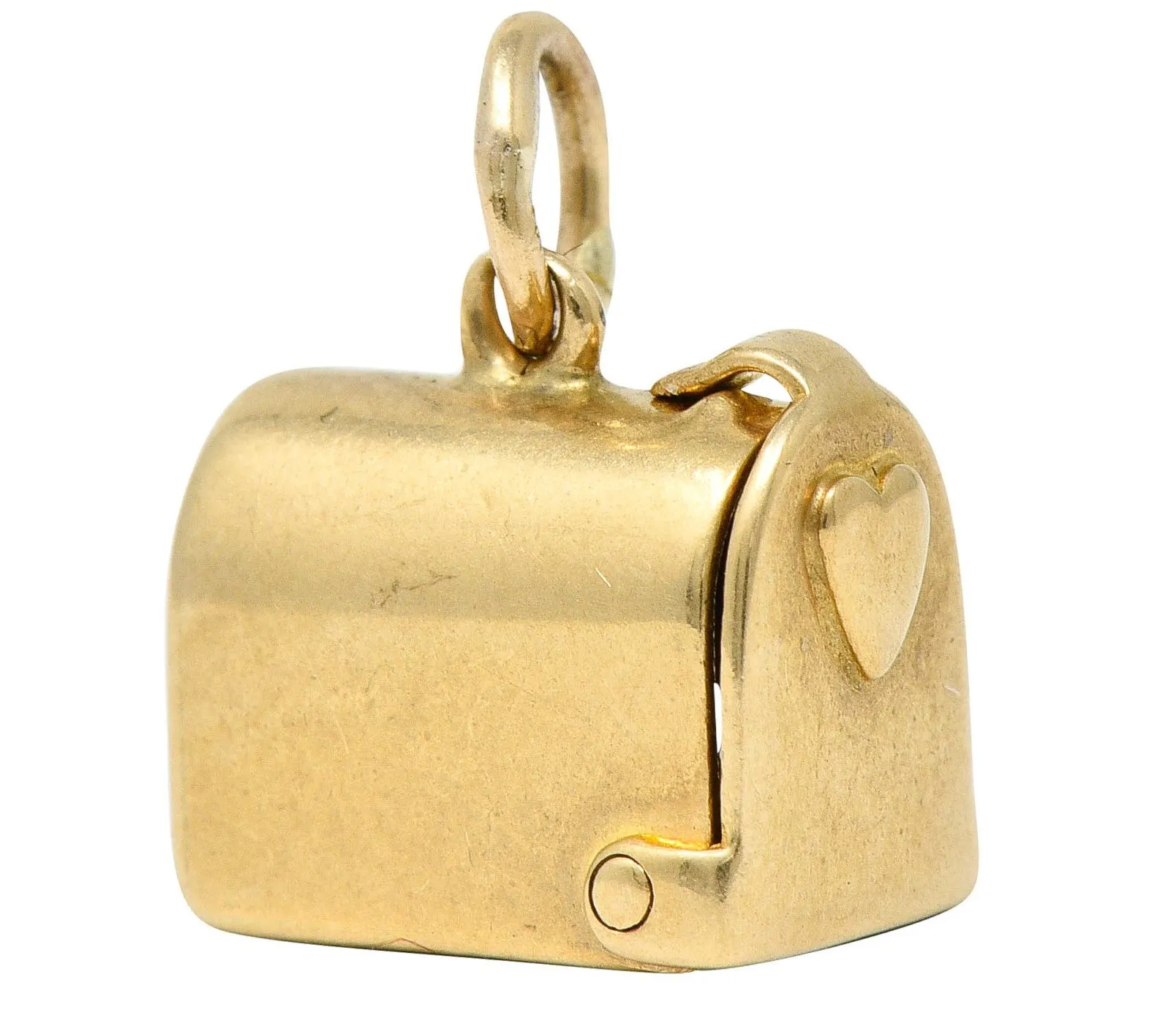 1940's Retro 14 Karat Gold Heart & Mailbox Charm