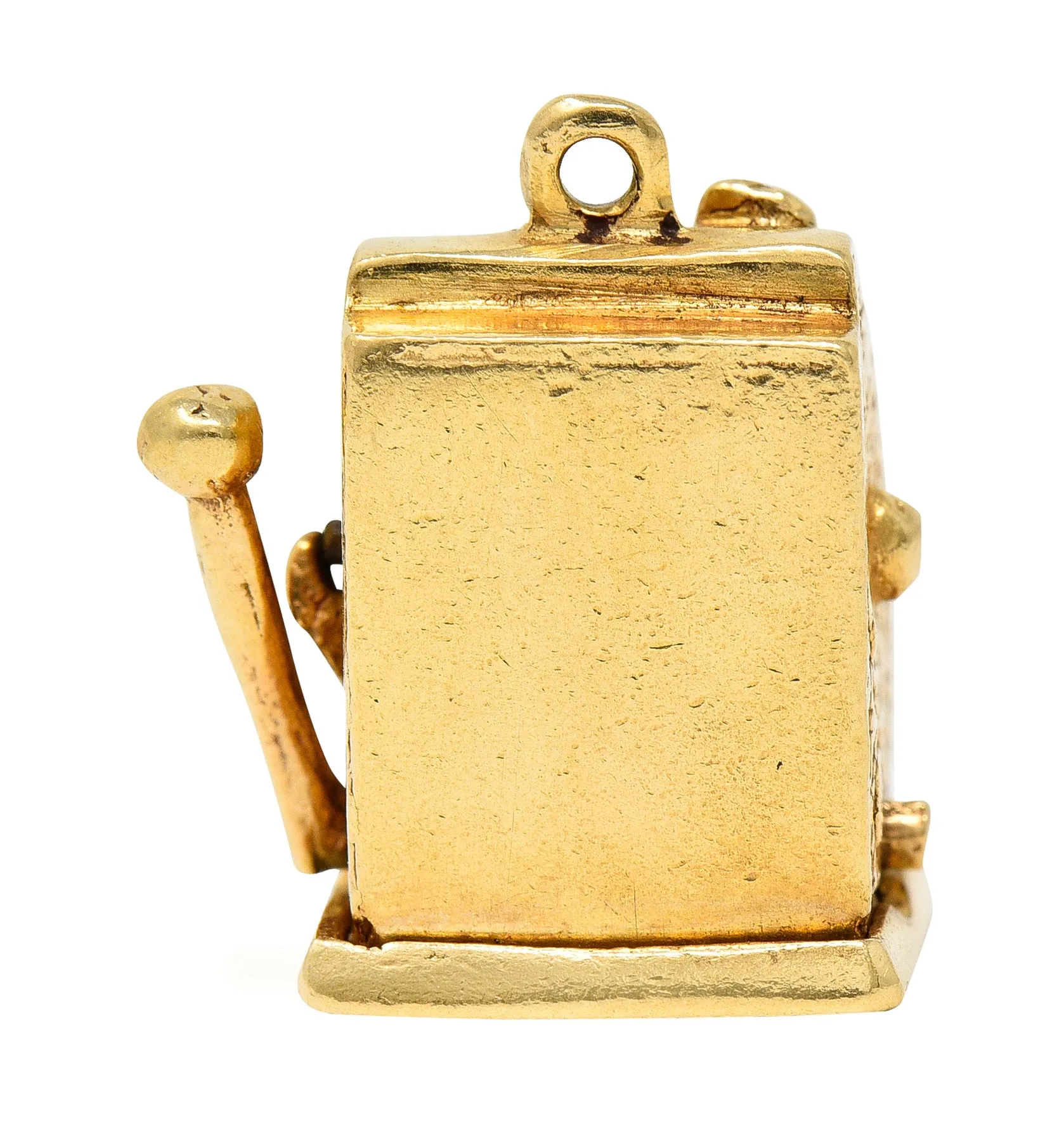 1940's Retro Enamel 14 Karat Yellow Gold Vintage Slot Machine Charm