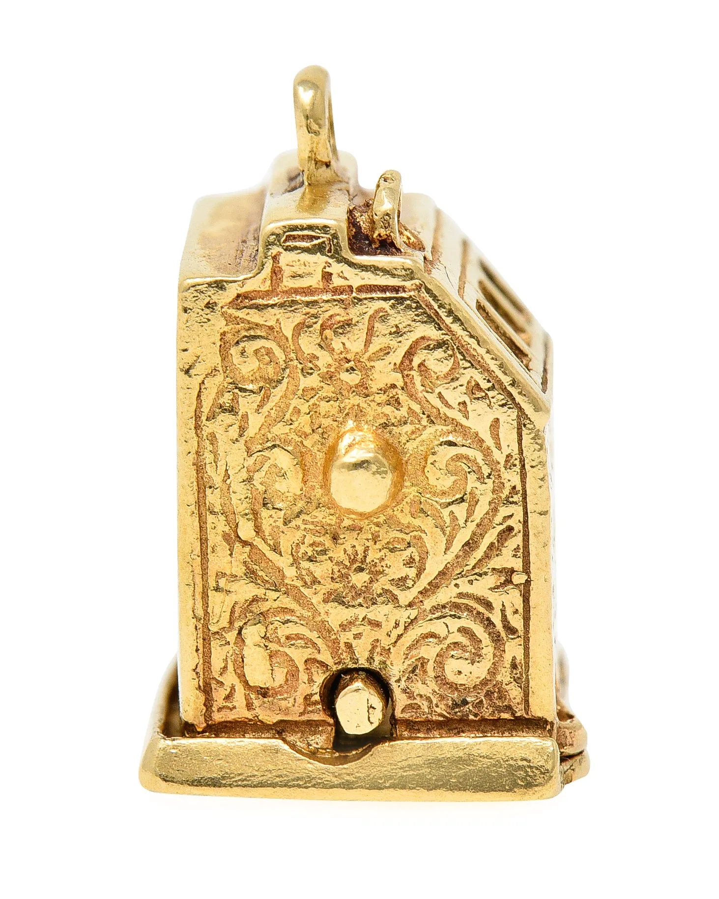 1940's Retro Enamel 14 Karat Yellow Gold Vintage Slot Machine Charm