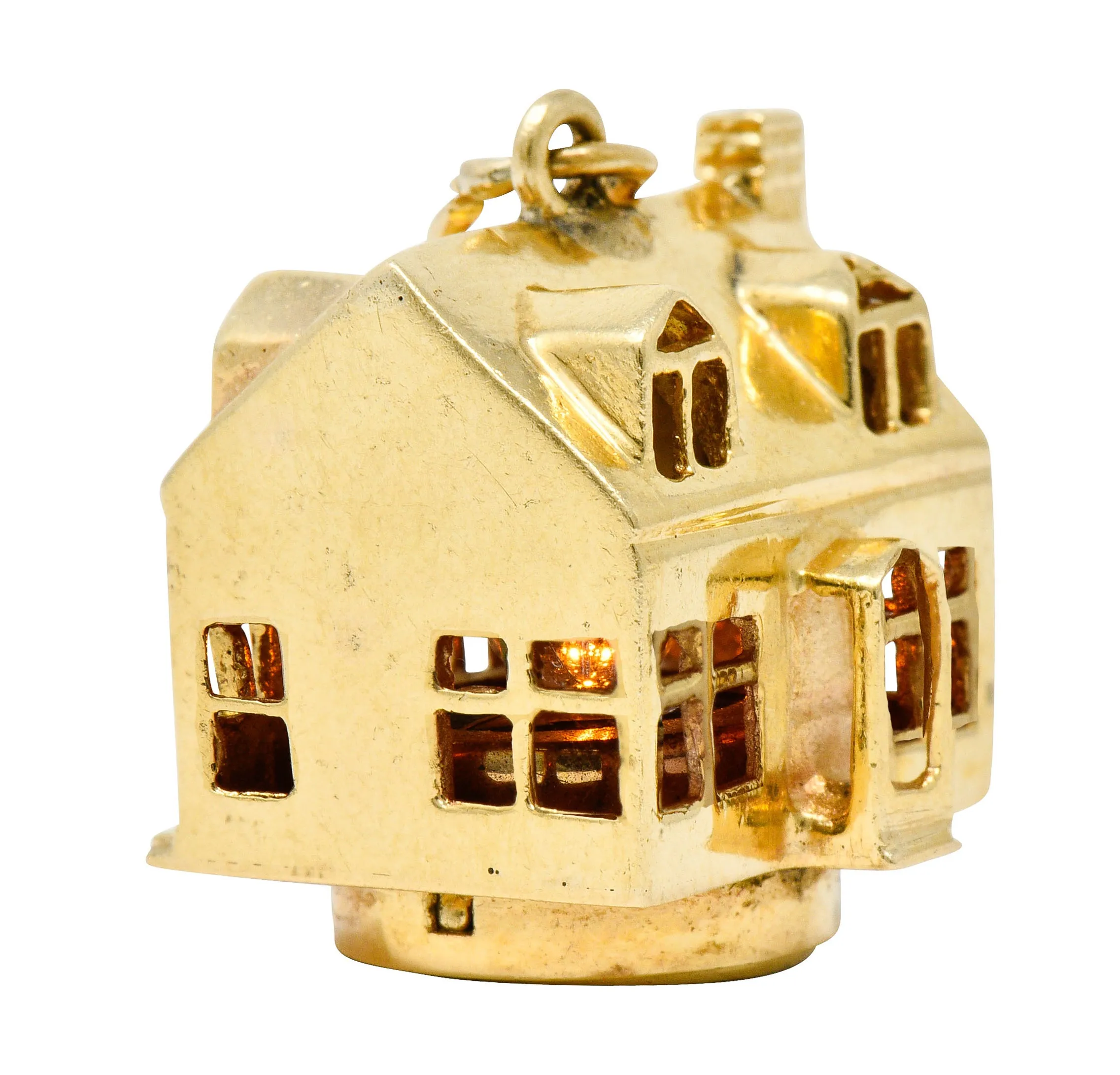 1960's Litacharm Inc. Vintage 14 Karat Gold House Pendant Charm