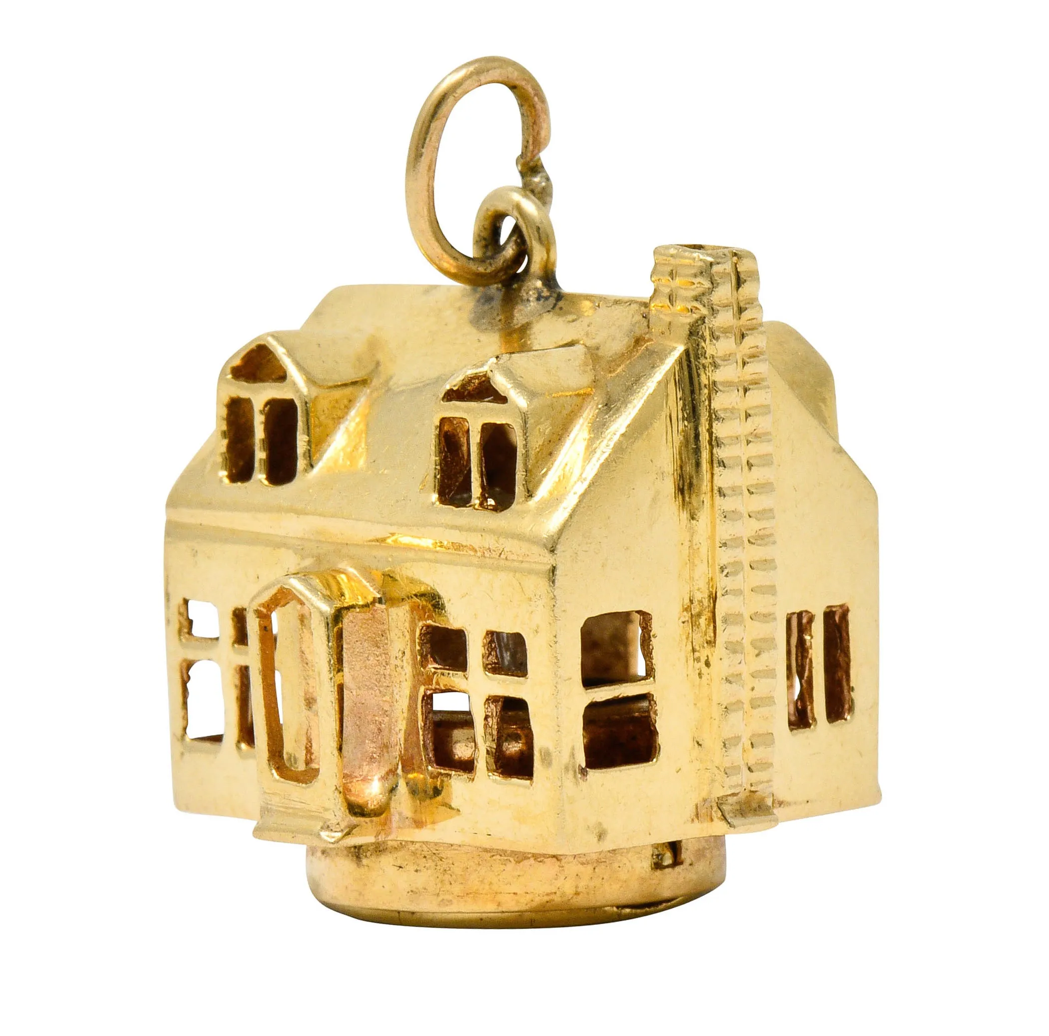 1960's Litacharm Inc. Vintage 14 Karat Gold House Pendant Charm