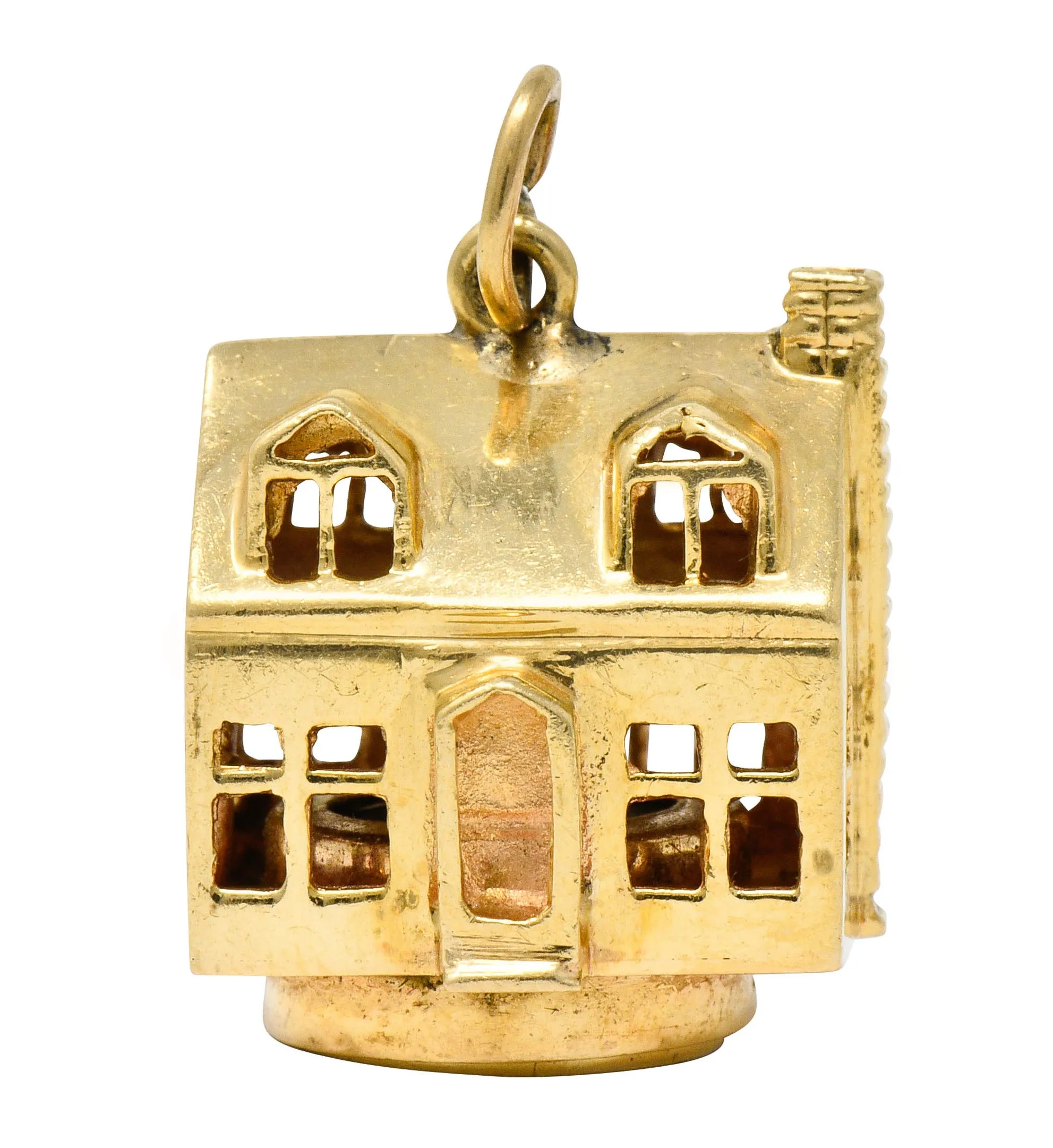 1960's Litacharm Inc. Vintage 14 Karat Gold House Pendant Charm