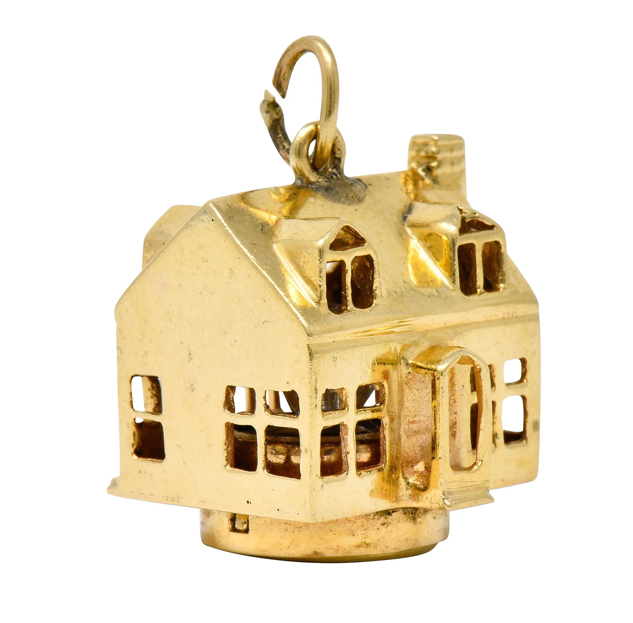 1960's Litacharm Inc. Vintage 14 Karat Gold House Pendant Charm