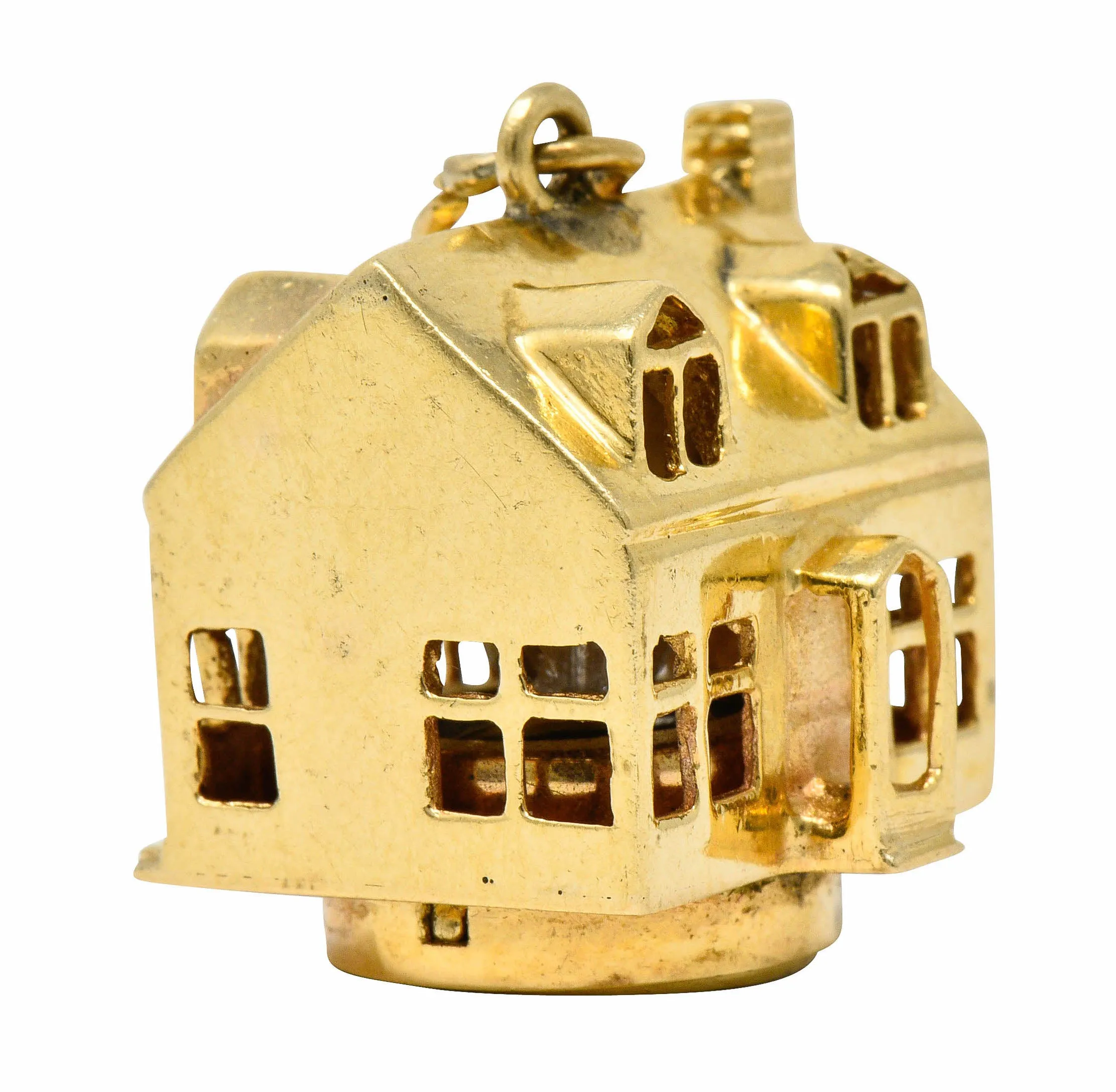 1960's Litacharm Inc. Vintage 14 Karat Gold House Pendant Charm