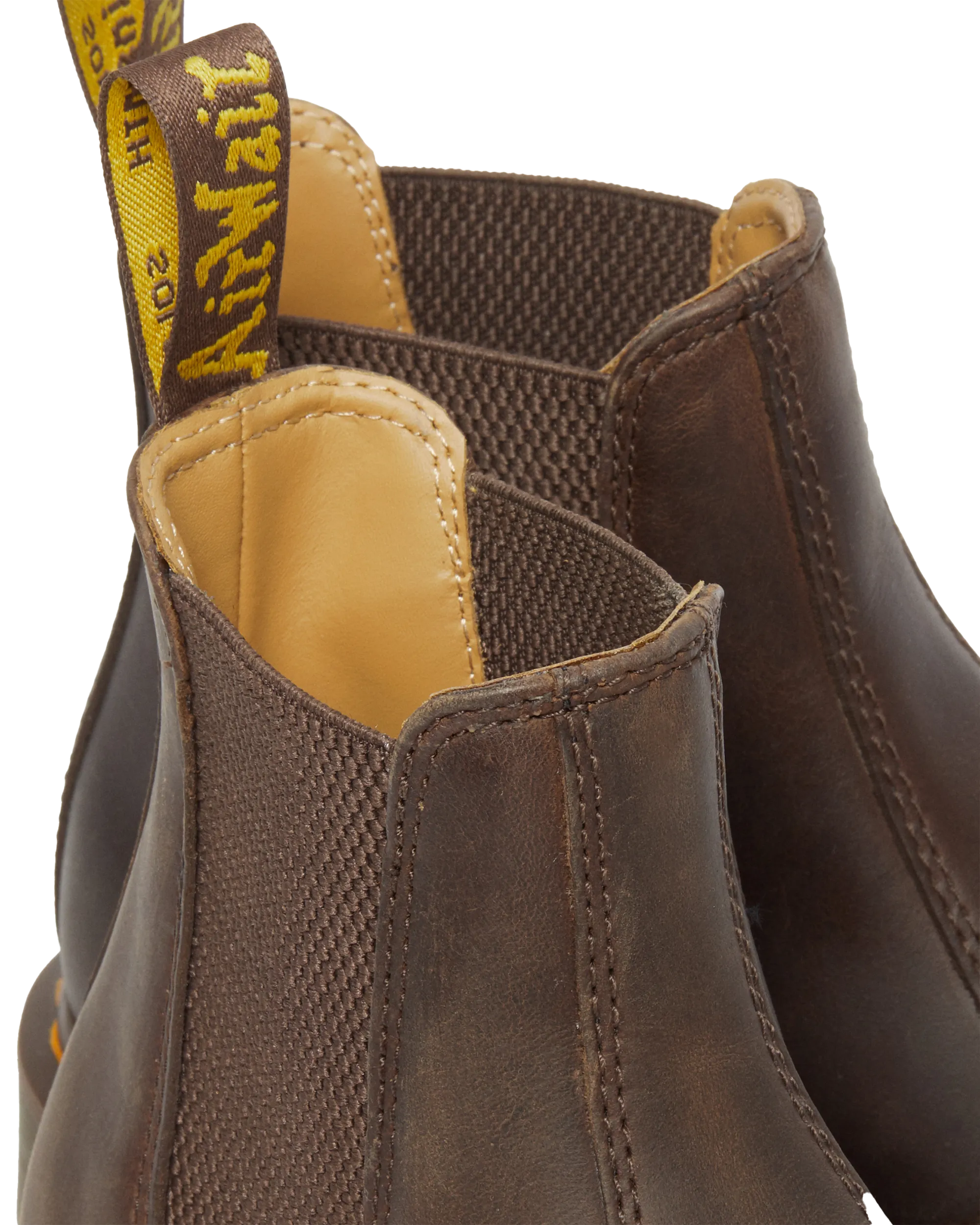 2976 Yellow Stitch Crazy Horse Chelsea Boot in Dark Brown