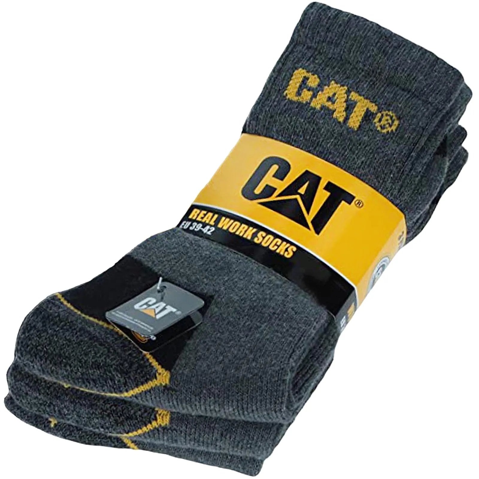 3 Pairs of CAT Caterpillar Crew Work Socks - Charcoal