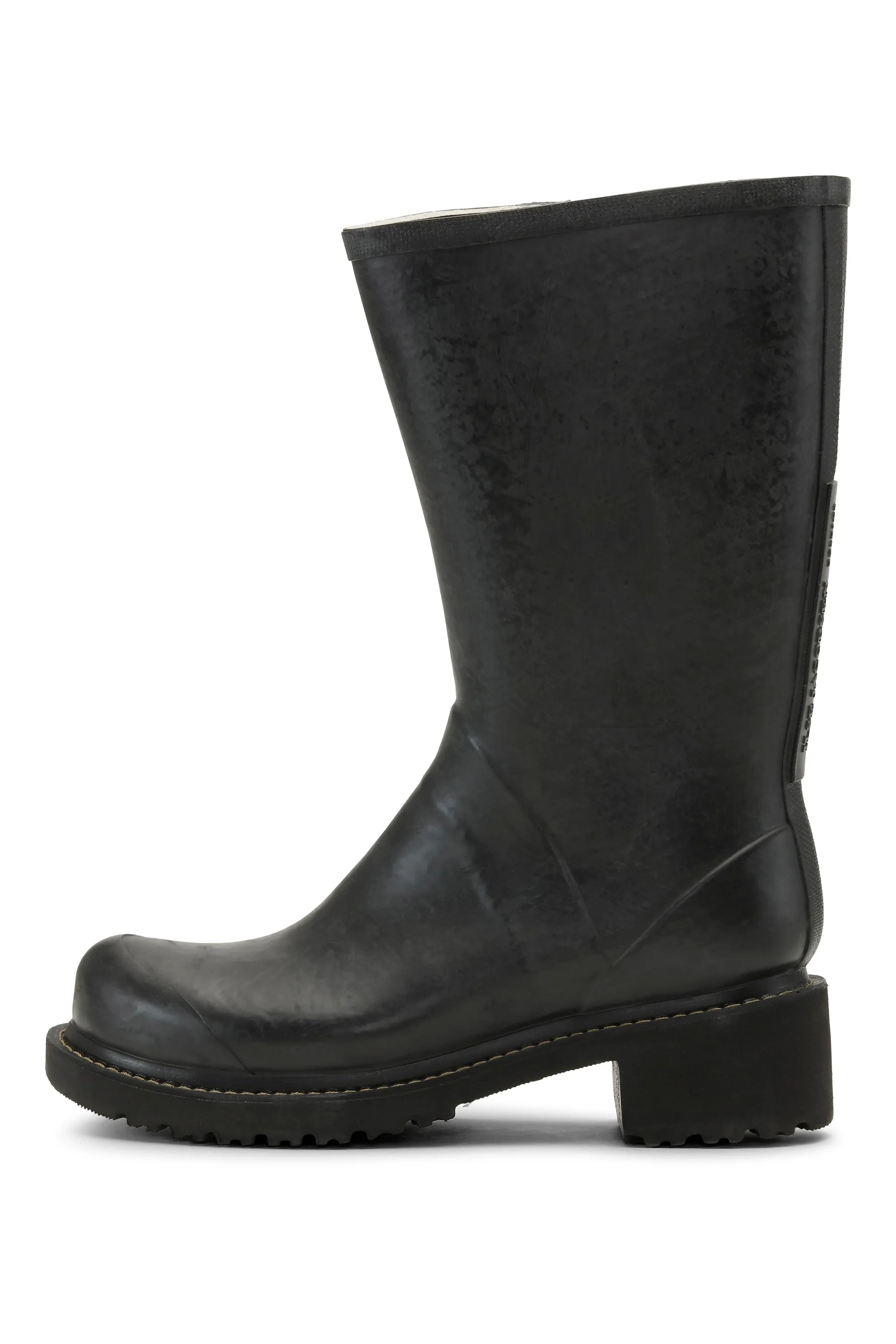 3/4 Rubber Boots With Zip - Black