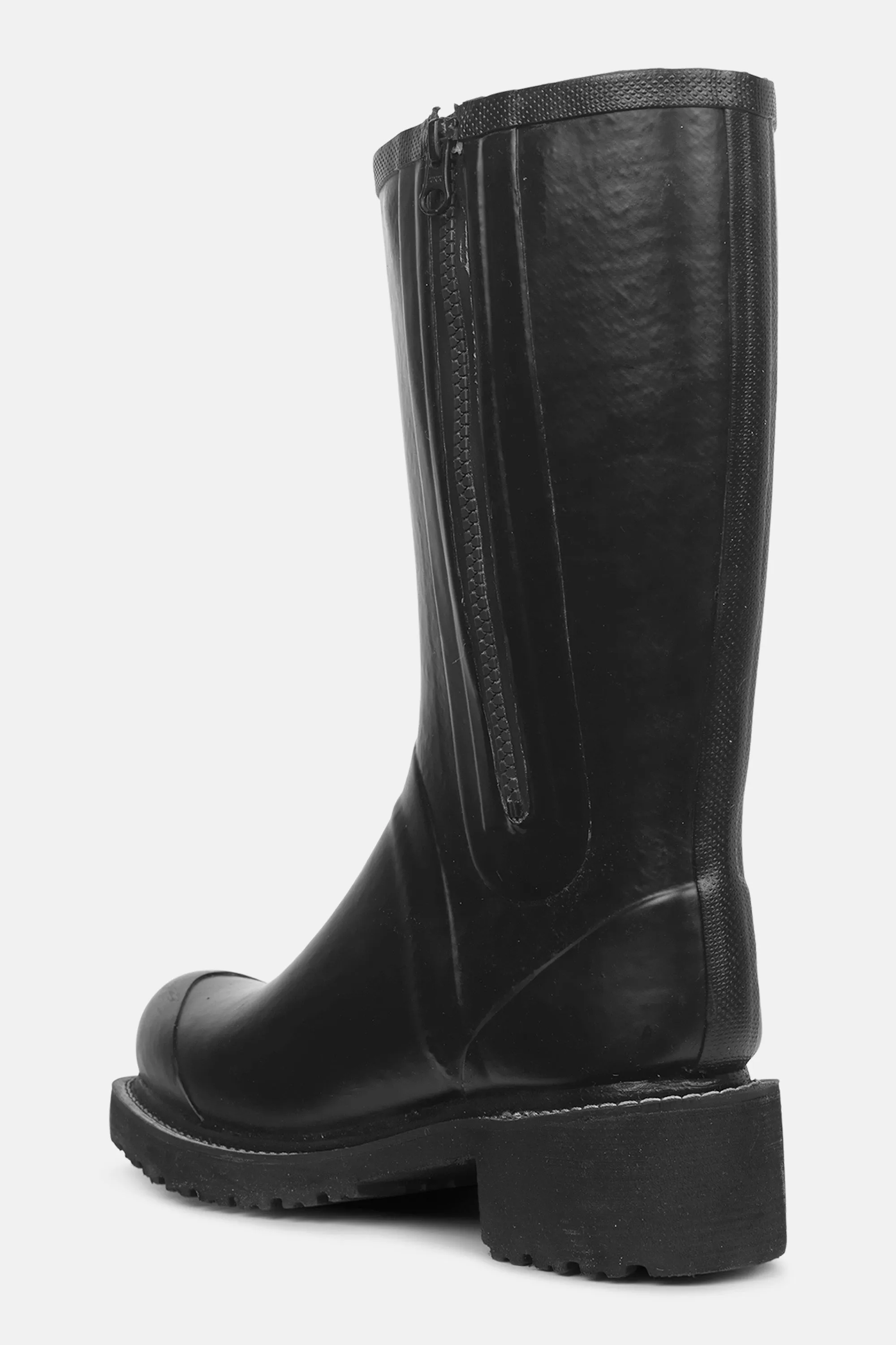 3/4 Rubber Boots With Zip - Black