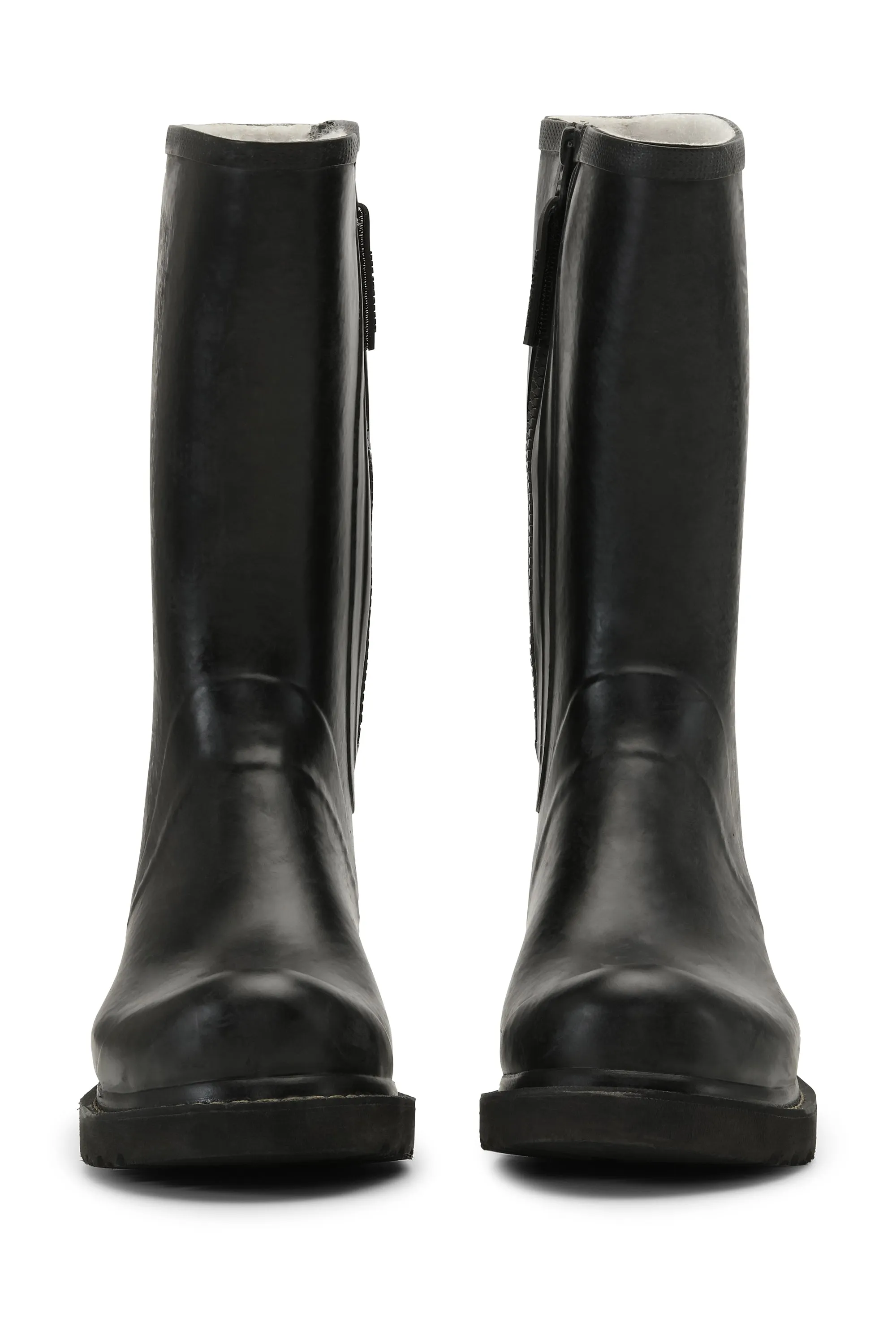 3/4 Rubber Boots With Zip - Black