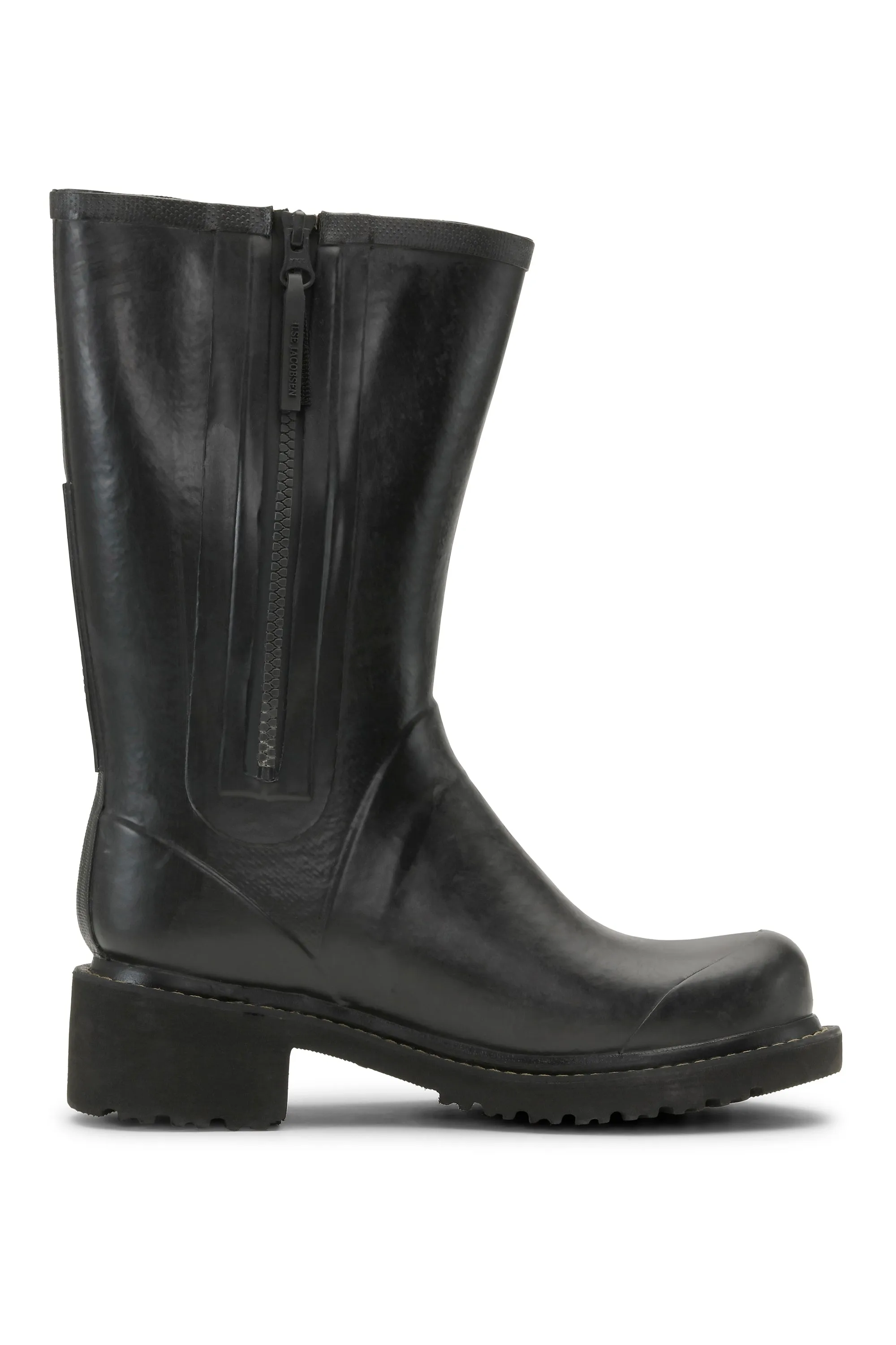 3/4 Rubber Boots With Zip - Black