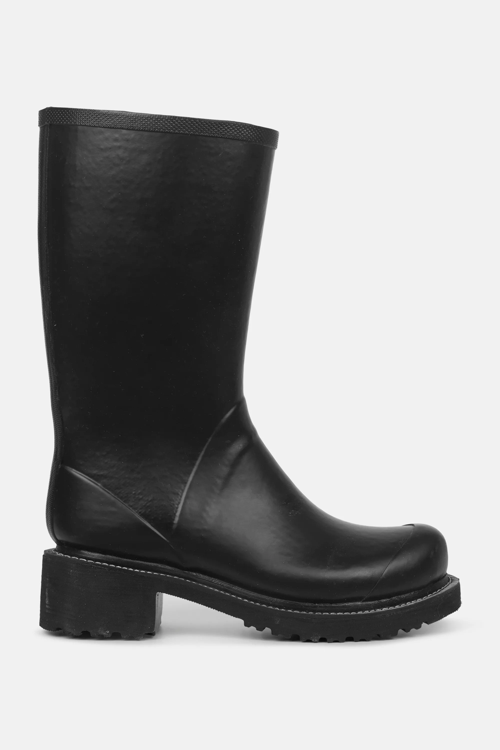 3/4 Rubber Boots With Zip - Black