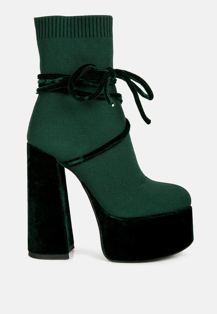 After Pay High Heel Velvet Knitted Boot