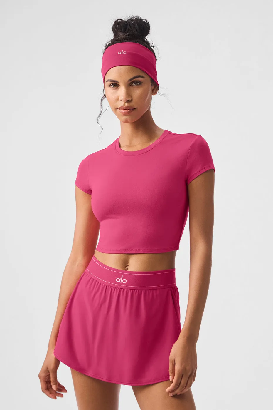 Alosoft Crop Finesse Short Sleeve - Pink Summer Crush