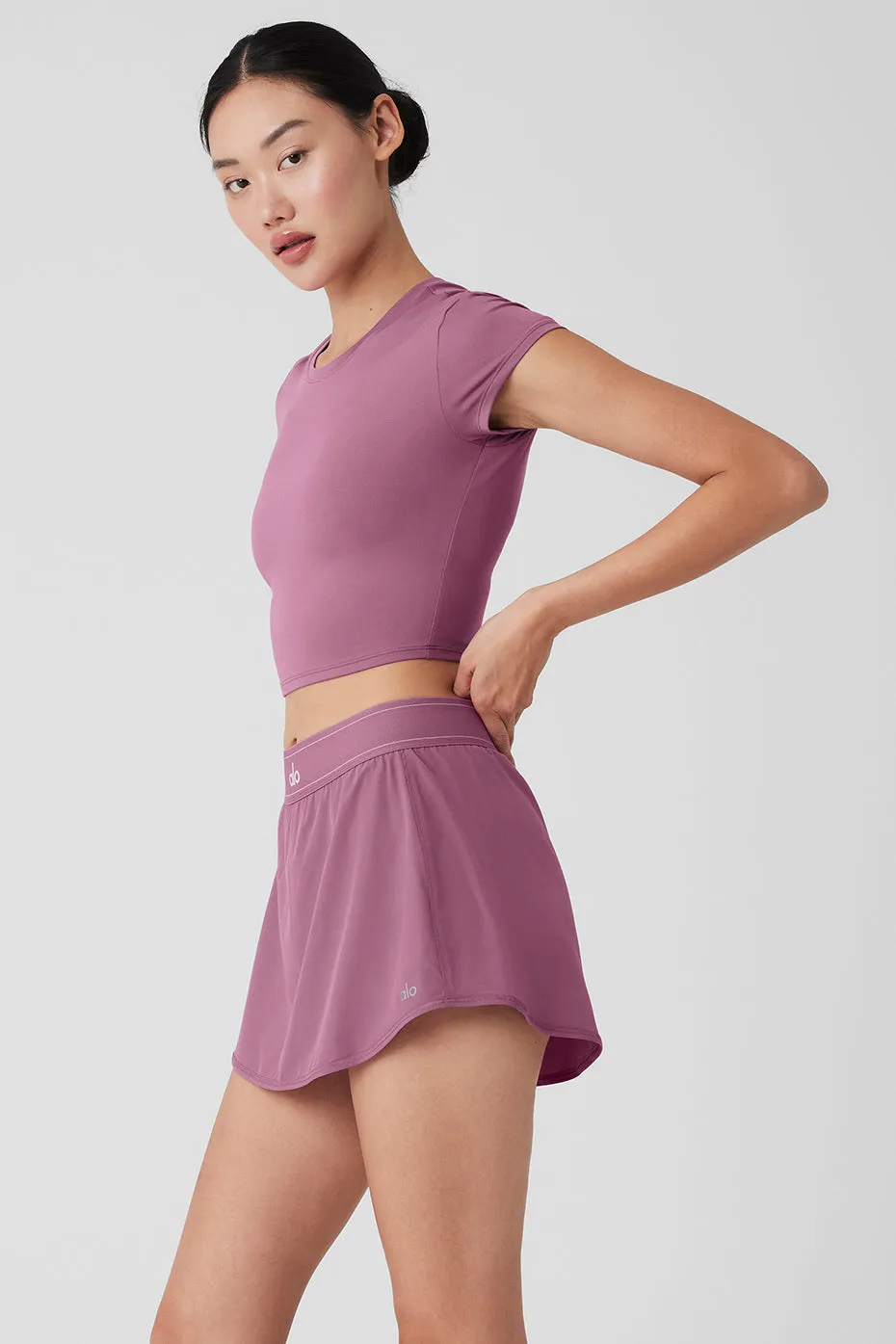 Alosoft Crop Finesse Short Sleeve - Soft Mulberry