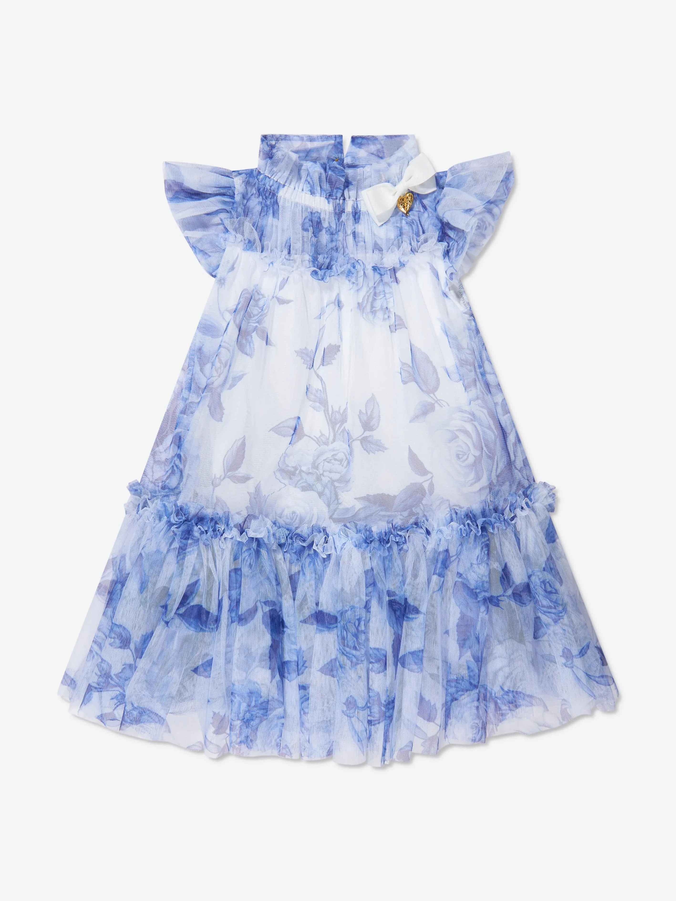 Angels Face Girls Marigold Tulle Flower Dress in White