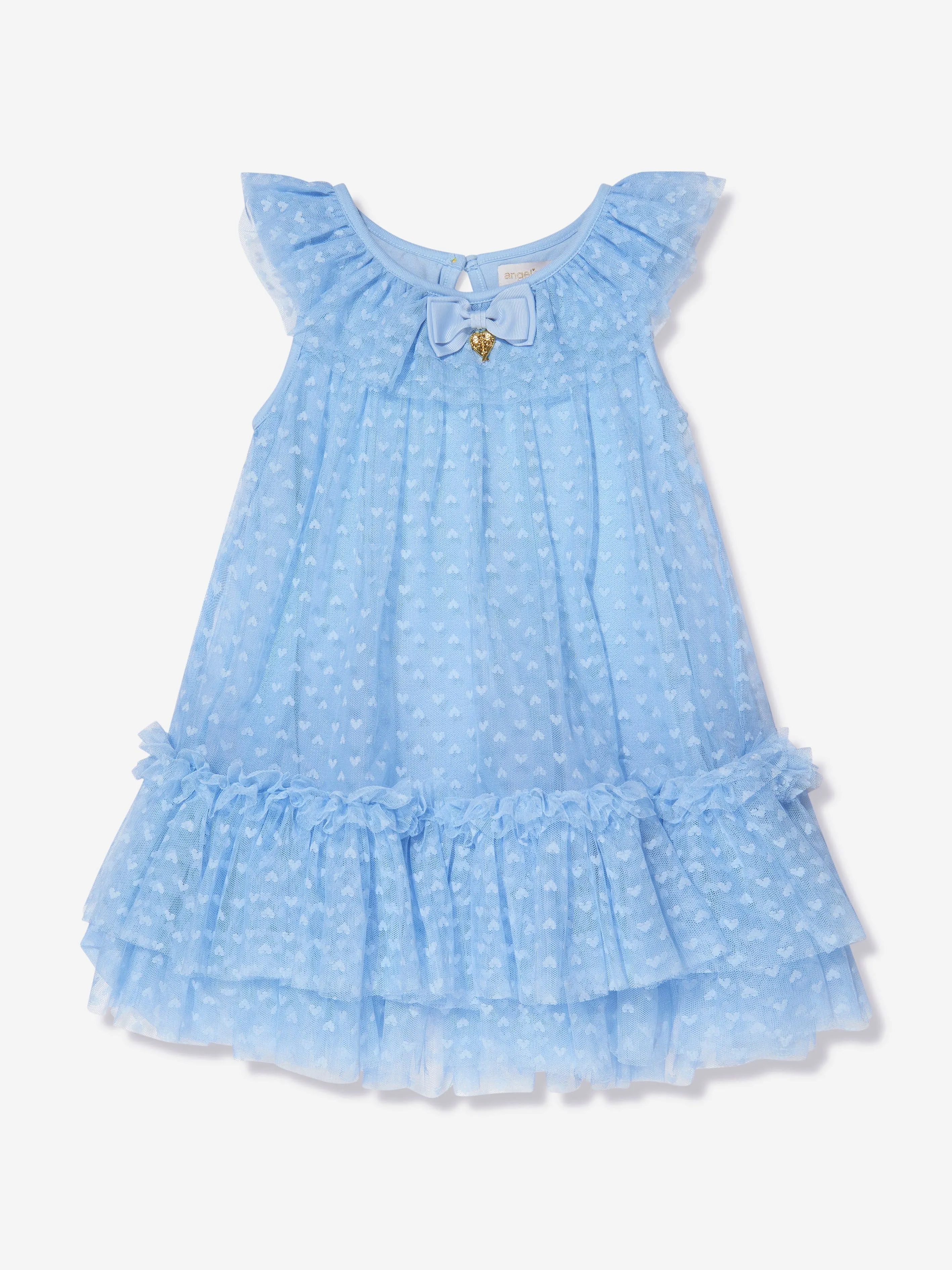 Angels Face Girls Tulle Hearts Dress in Blue