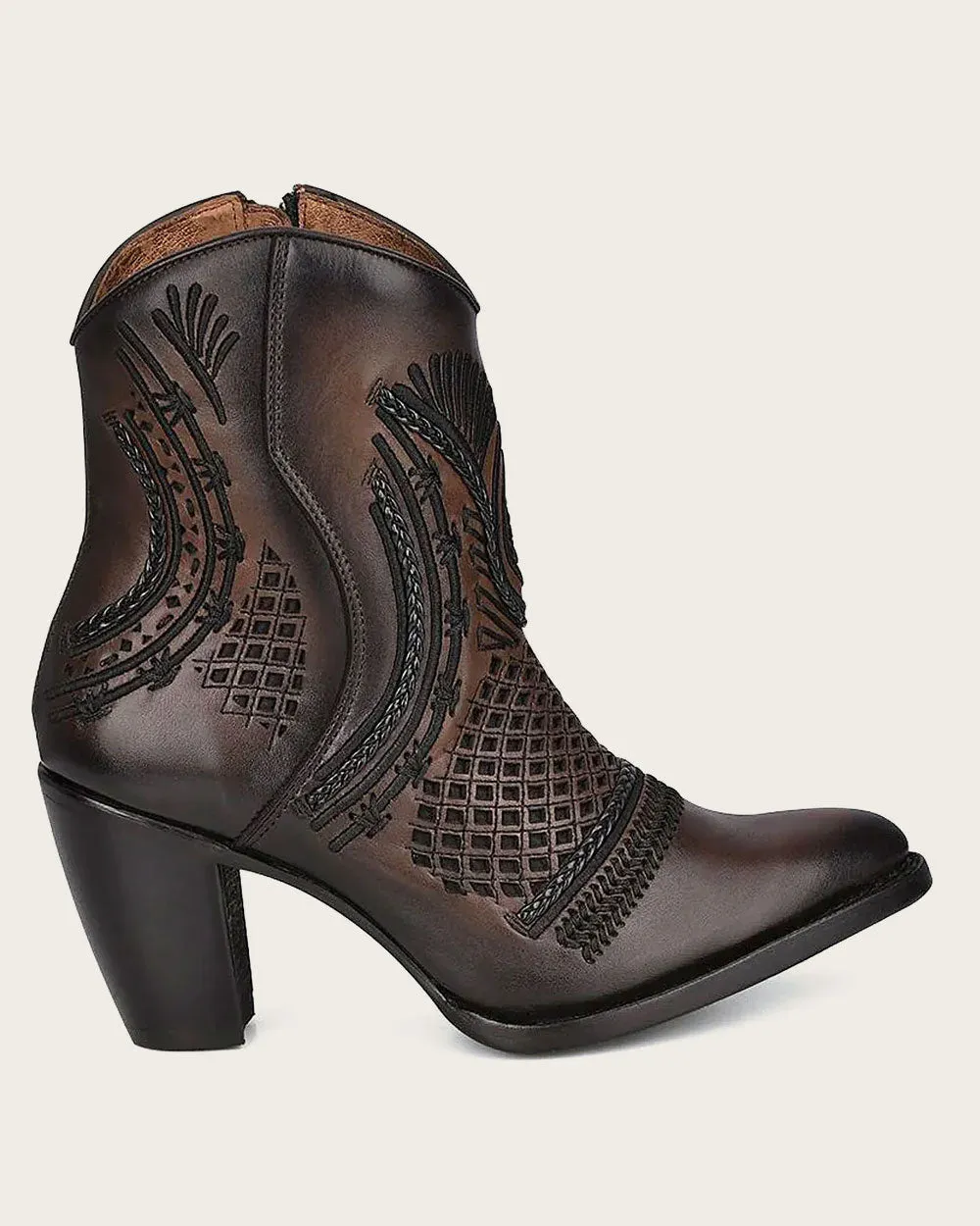 Ankle artisan brown bootie