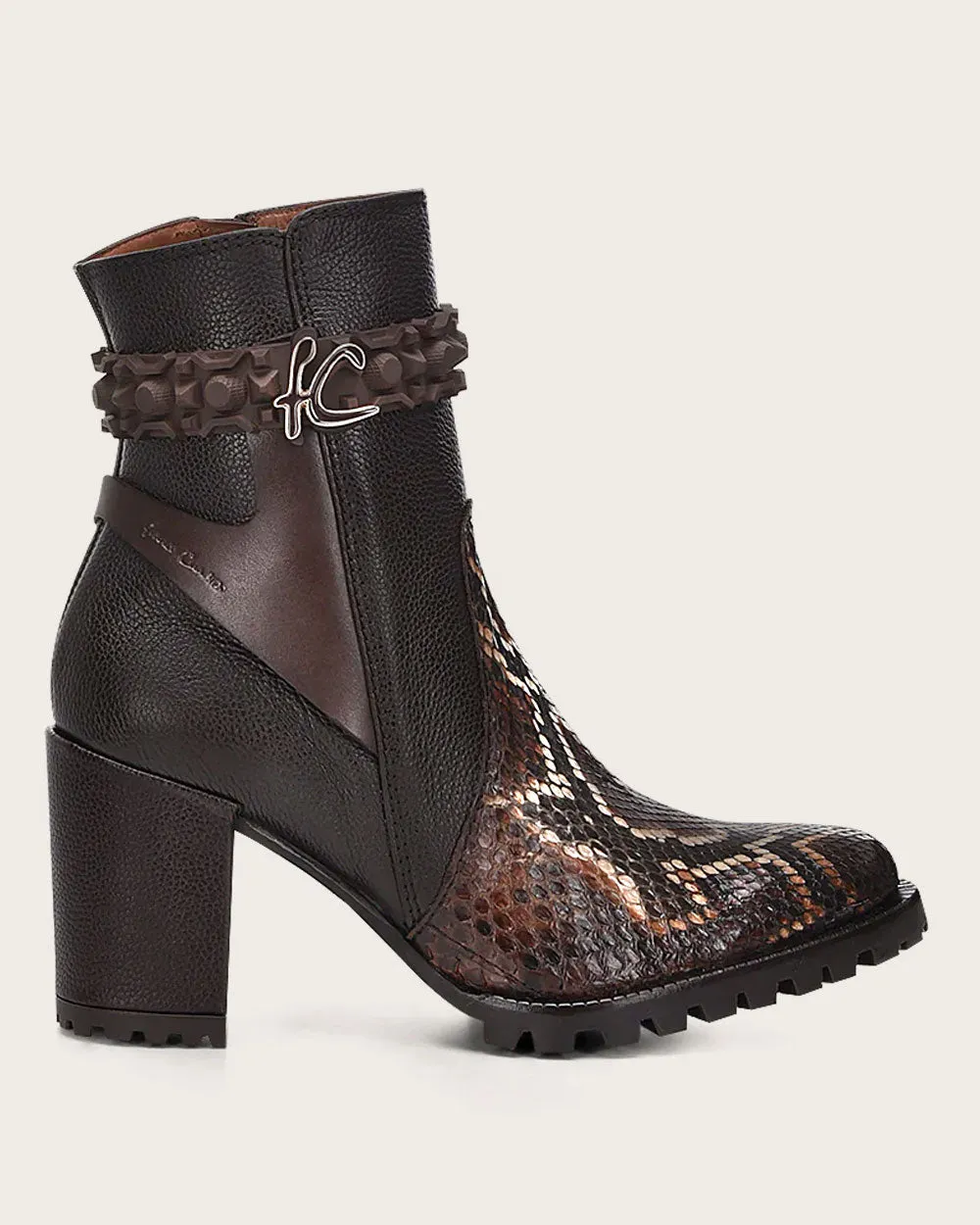 Ankle brown exotic toecap bootie