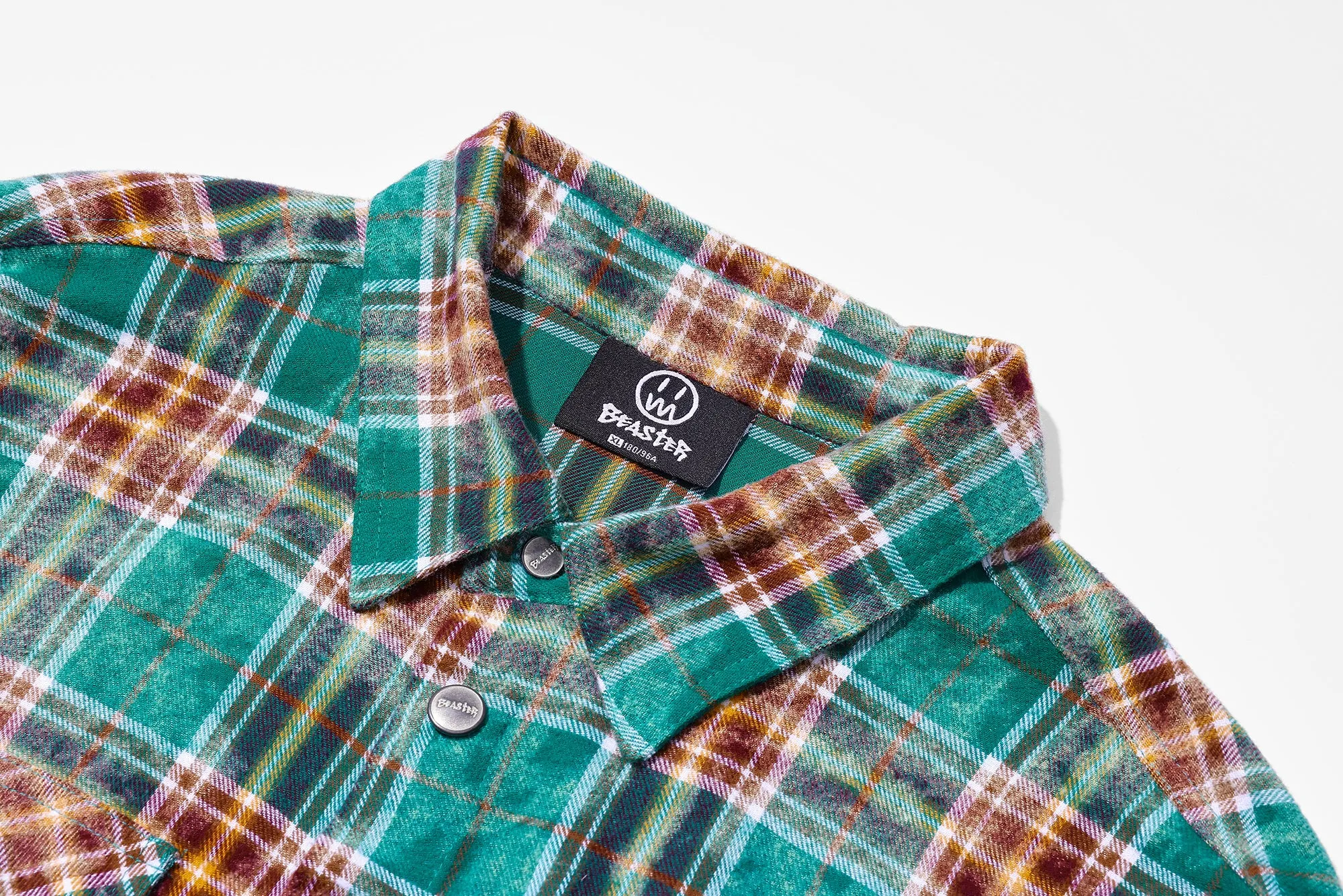 BEASTER Washed Haze Plaid Shirt