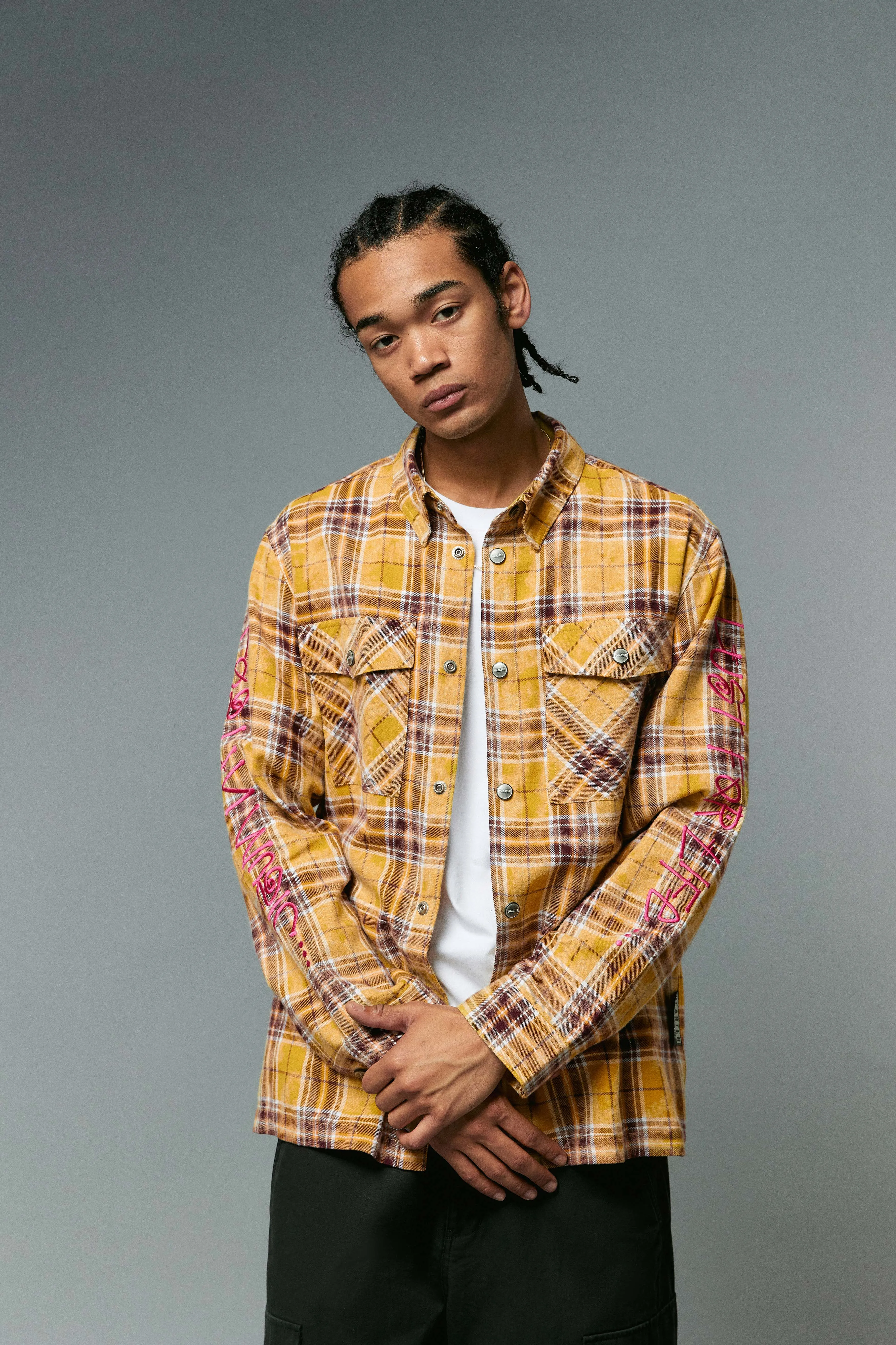 BEASTER Washed Haze Plaid Shirt