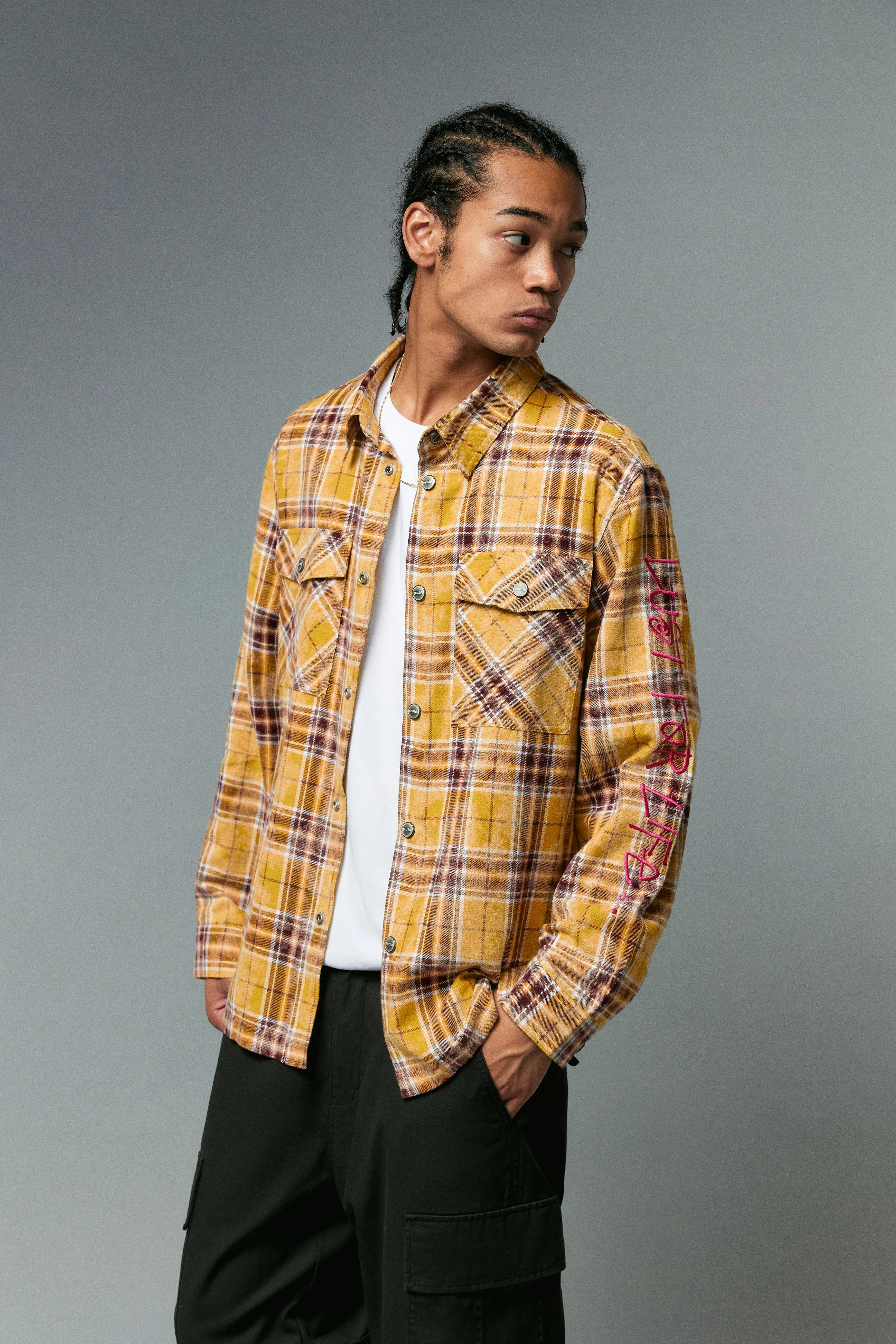 BEASTER Washed Haze Plaid Shirt