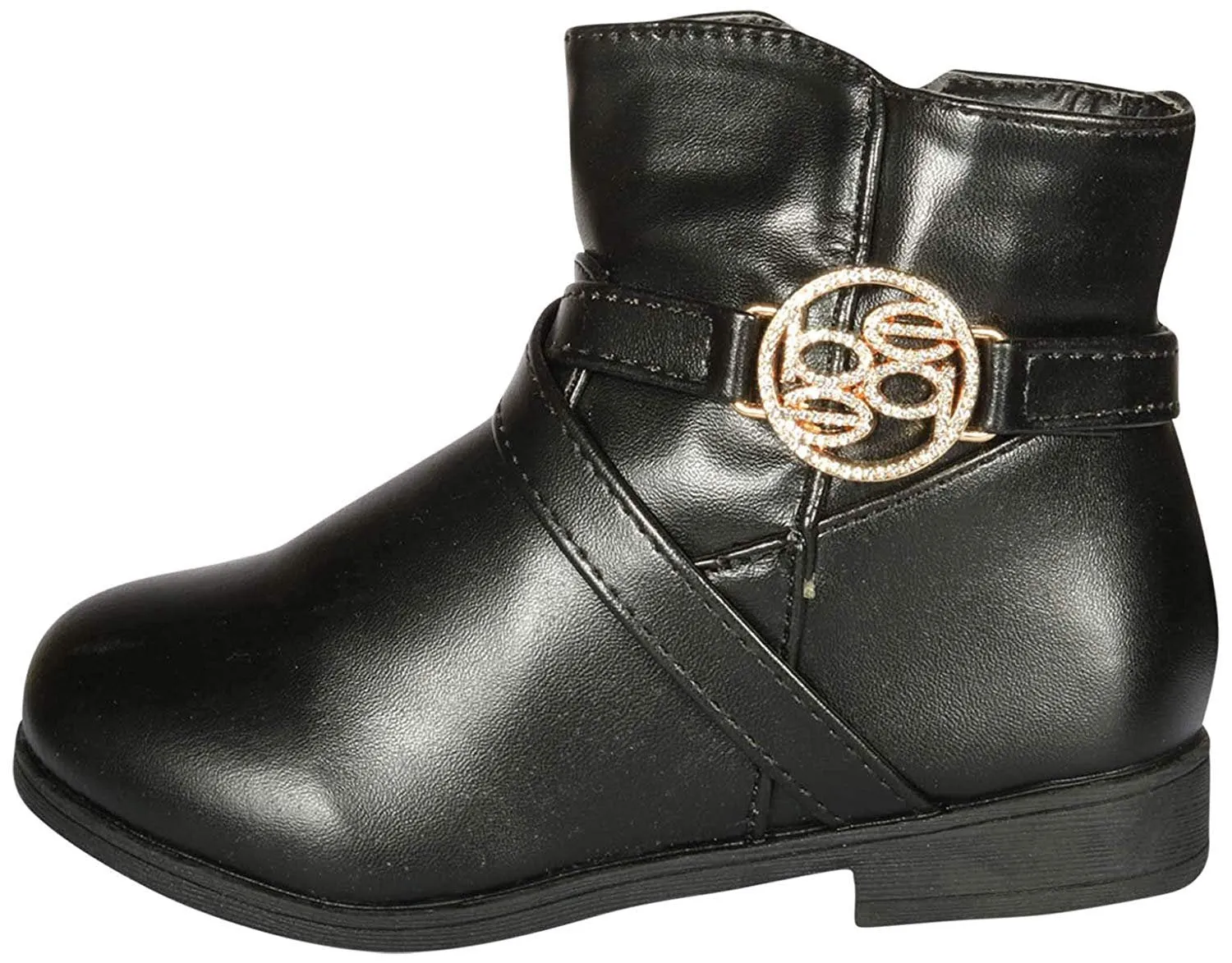 bebe Girls Riding Boots with Medallion 11 Black/Gold