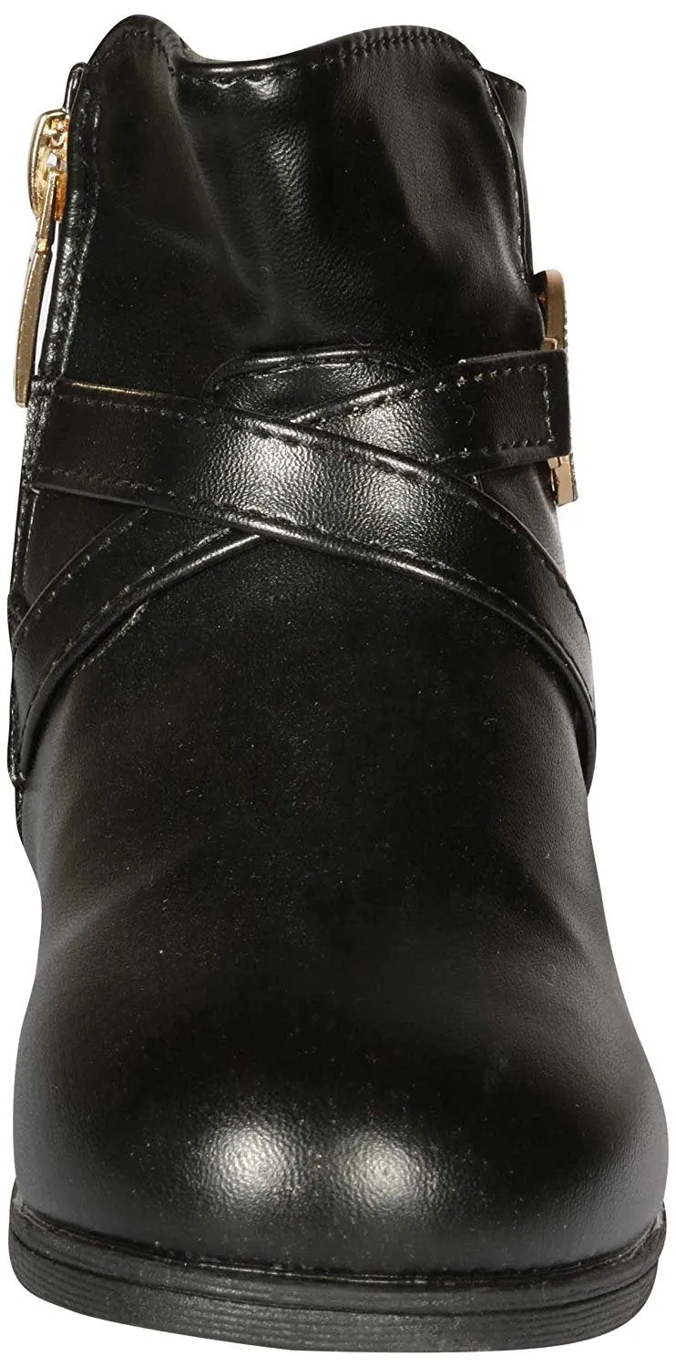 bebe Girls Riding Boots with Medallion 11 Black/Gold