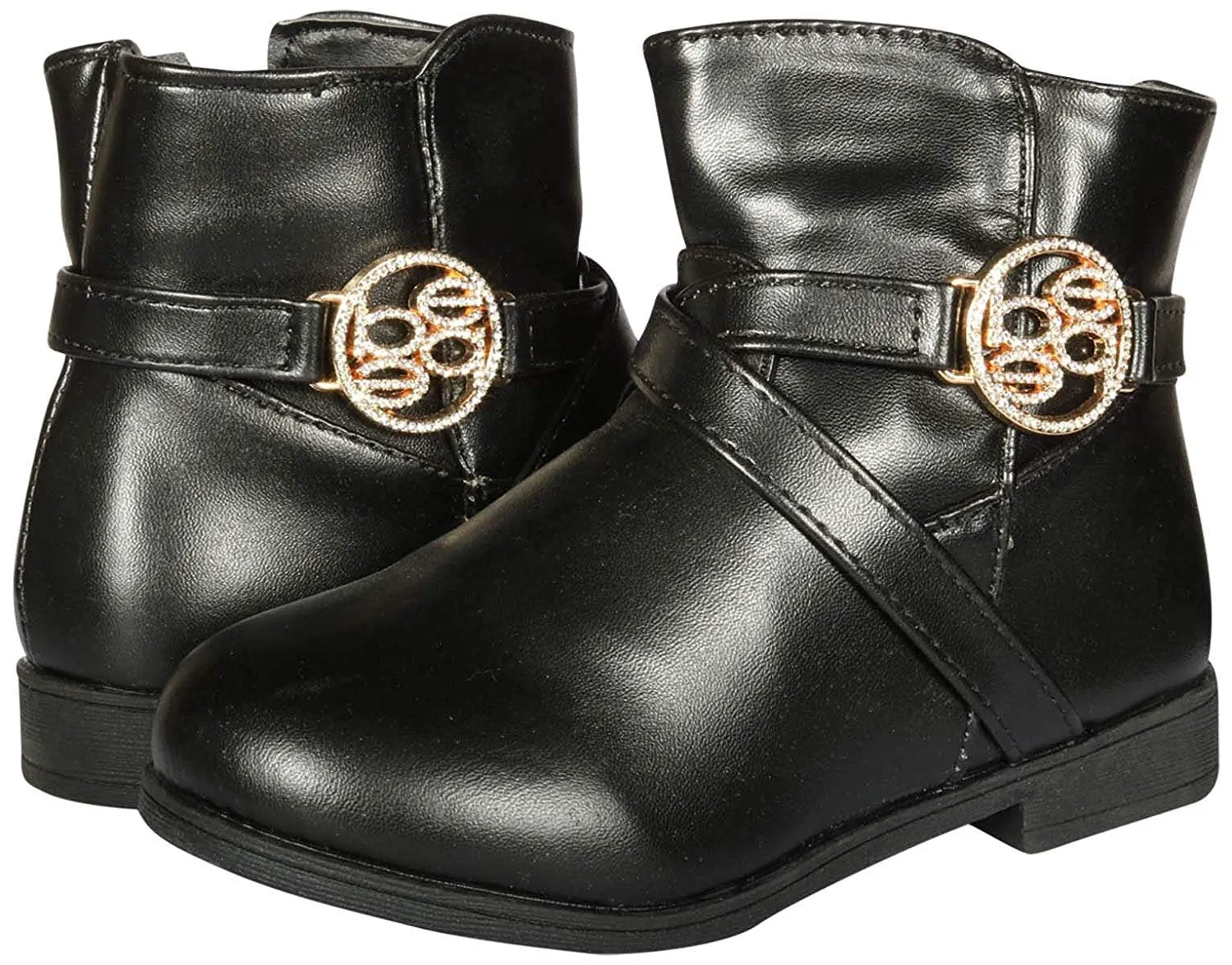 bebe Girls Riding Boots with Medallion 13 Black/Gold