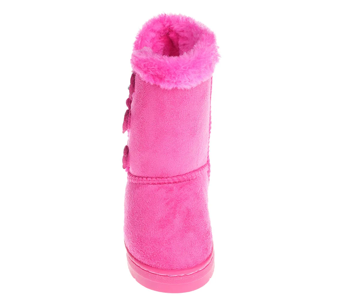 bebe Girl's Winter Boots Fur Boot Cuffs Sherpa Lined Shearling Microsuede Boots - Warm Boots For Toddler, Fuchsia/Light Pink