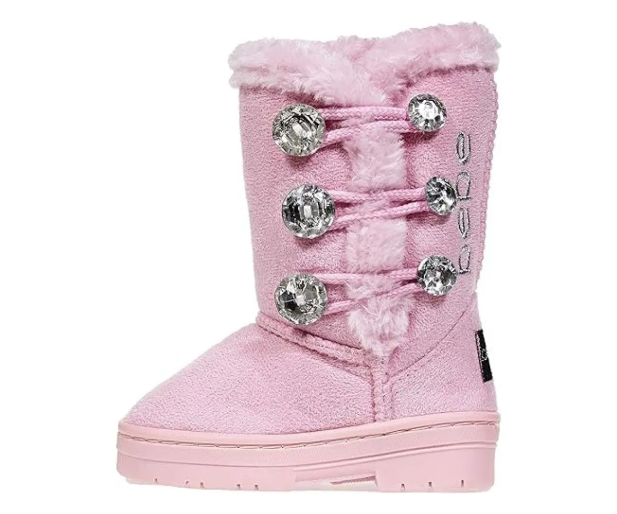 bebe Girl's Winter Boots Fur Boot Cuffs Sherpa Lined Shearling Microsuede Boots - Warm Boots For Toddler, Fuchsia/Light Pink