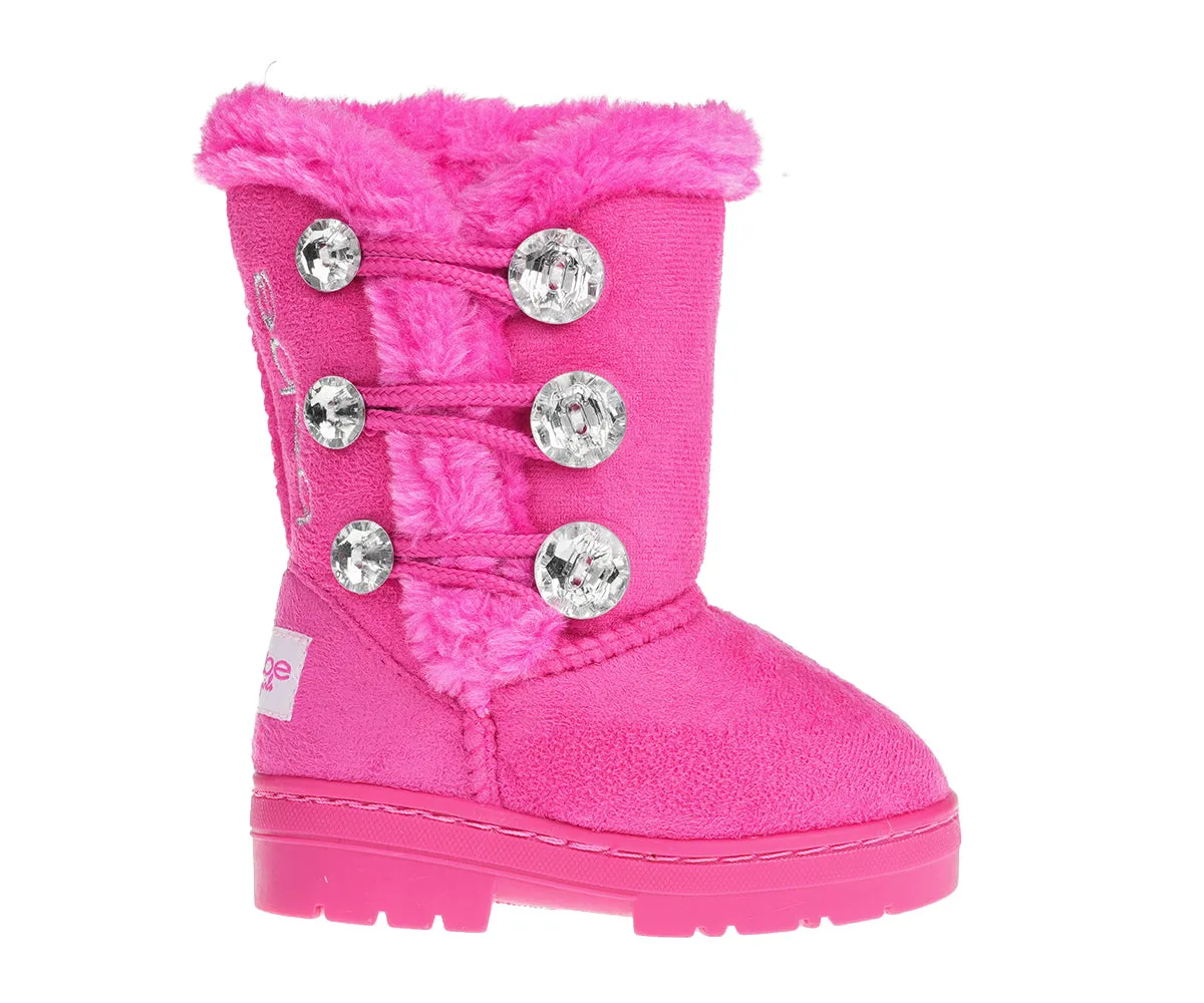 bebe Girl's Winter Boots Fur Boot Cuffs Sherpa Lined Shearling Microsuede Boots - Warm Boots For Toddler, Fuchsia/Light Pink