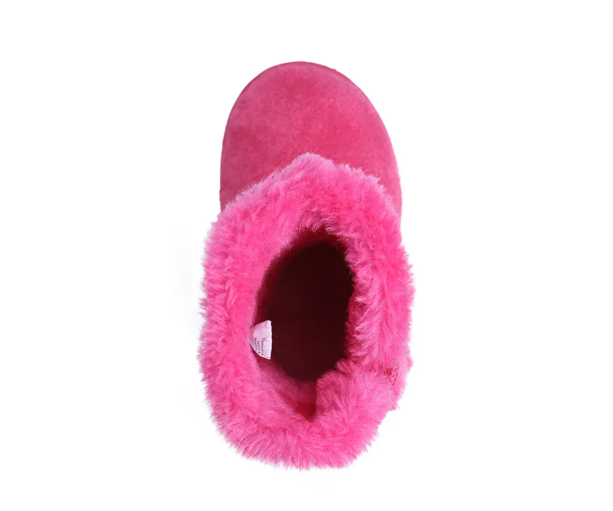 bebe Girl's Winter Boots Fur Boot Cuffs Sherpa Lined Shearling Microsuede Boots - Warm Boots For Toddler, Fuchsia/Light Pink