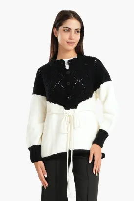 Black & White Knitted Cardigan