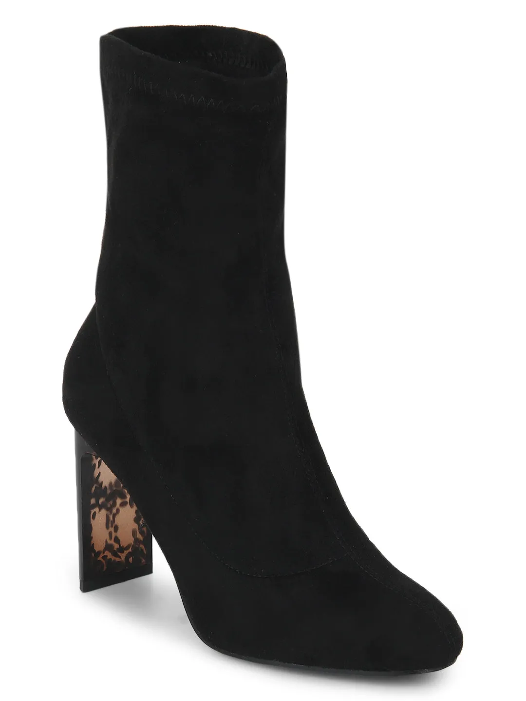 Black Micro Slim Heel Ankle Boots