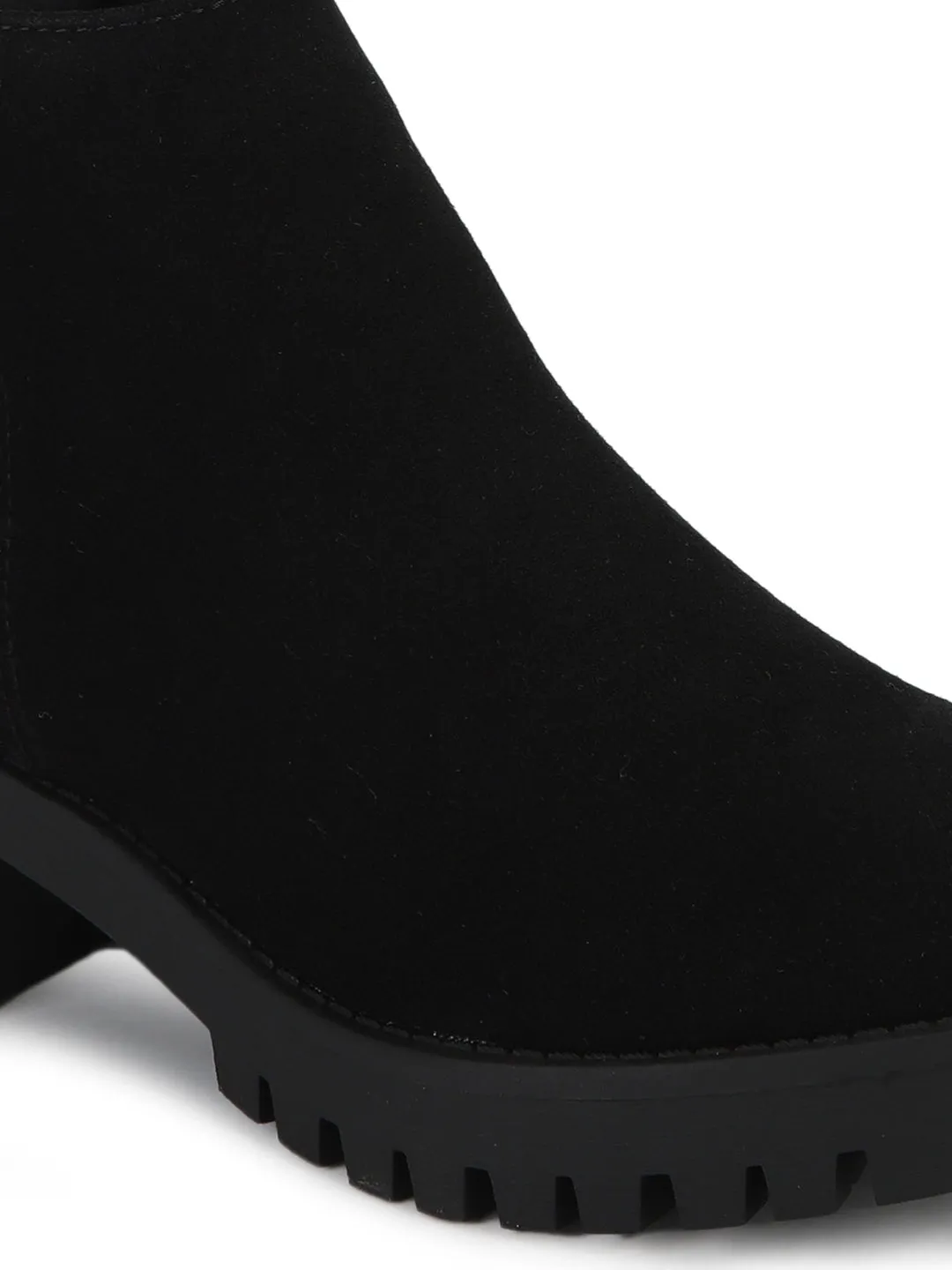 Black Micro Zip Minimal Heel Ankle Boots