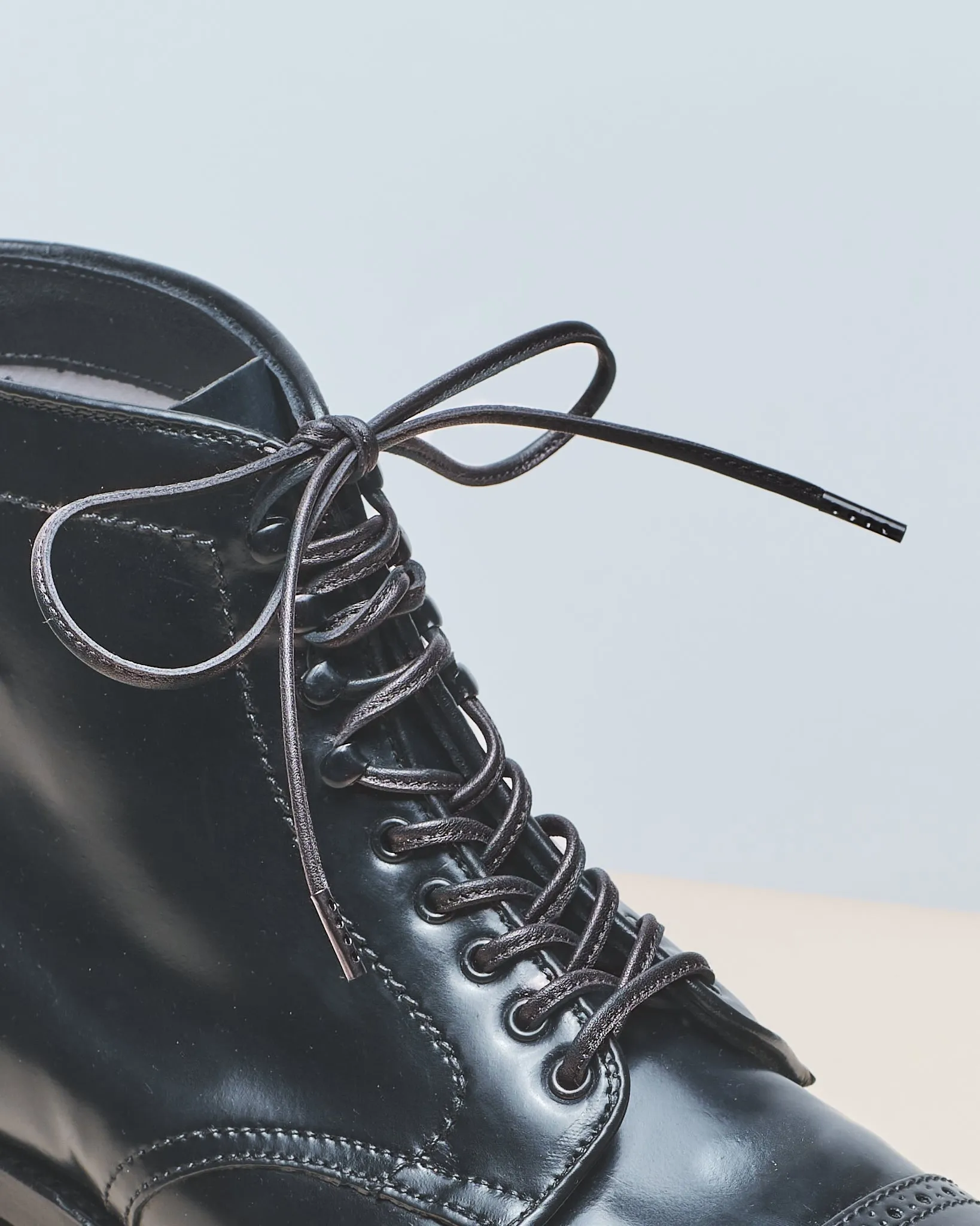 Black | Stitched Leather Laces