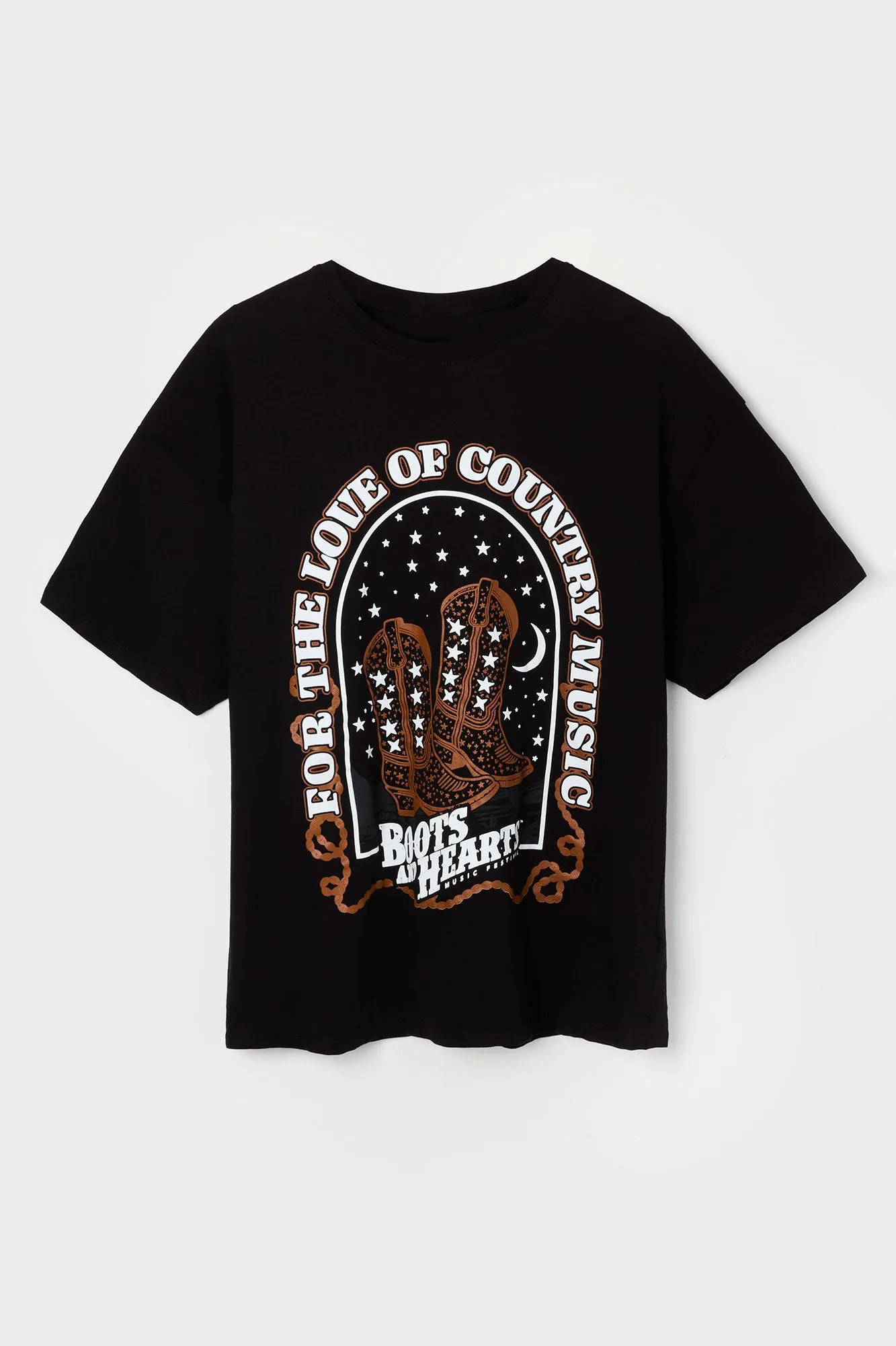 Boots and Hearts Cowboy Boots Graphic Boyfriend T-Shirt