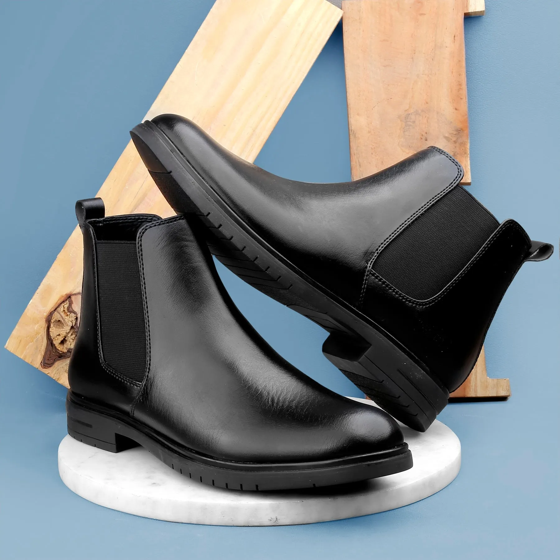 Bxxy's Vegan Leather Ultra Stylish Comfortable Slip-on Chelsea Boots for Men