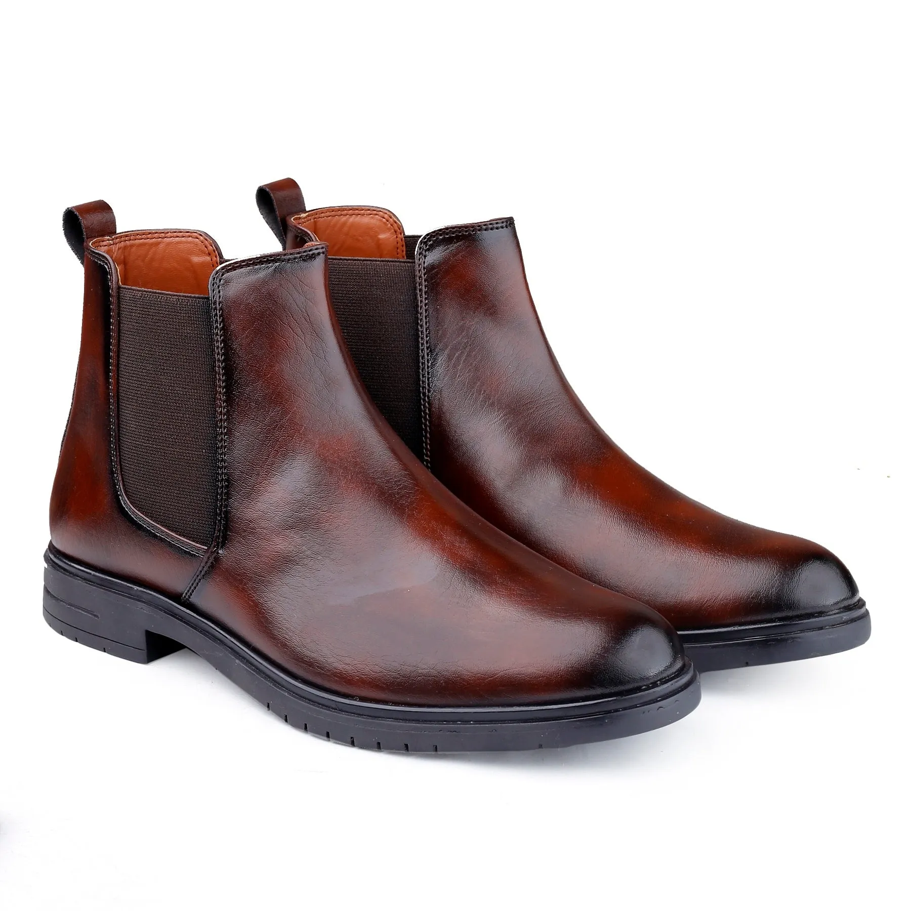 Bxxy's Vegan Leather Ultra Stylish Comfortable Slip-on Chelsea Boots for Men