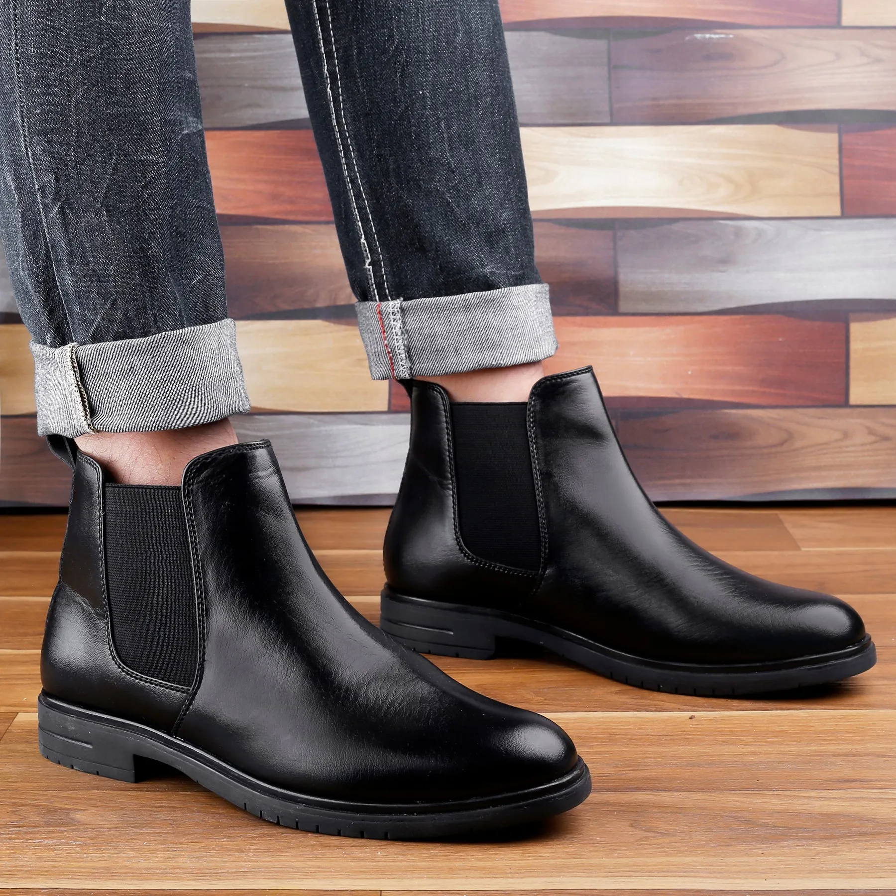 Bxxy's Vegan Leather Ultra Stylish Comfortable Slip-on Chelsea Boots for Men