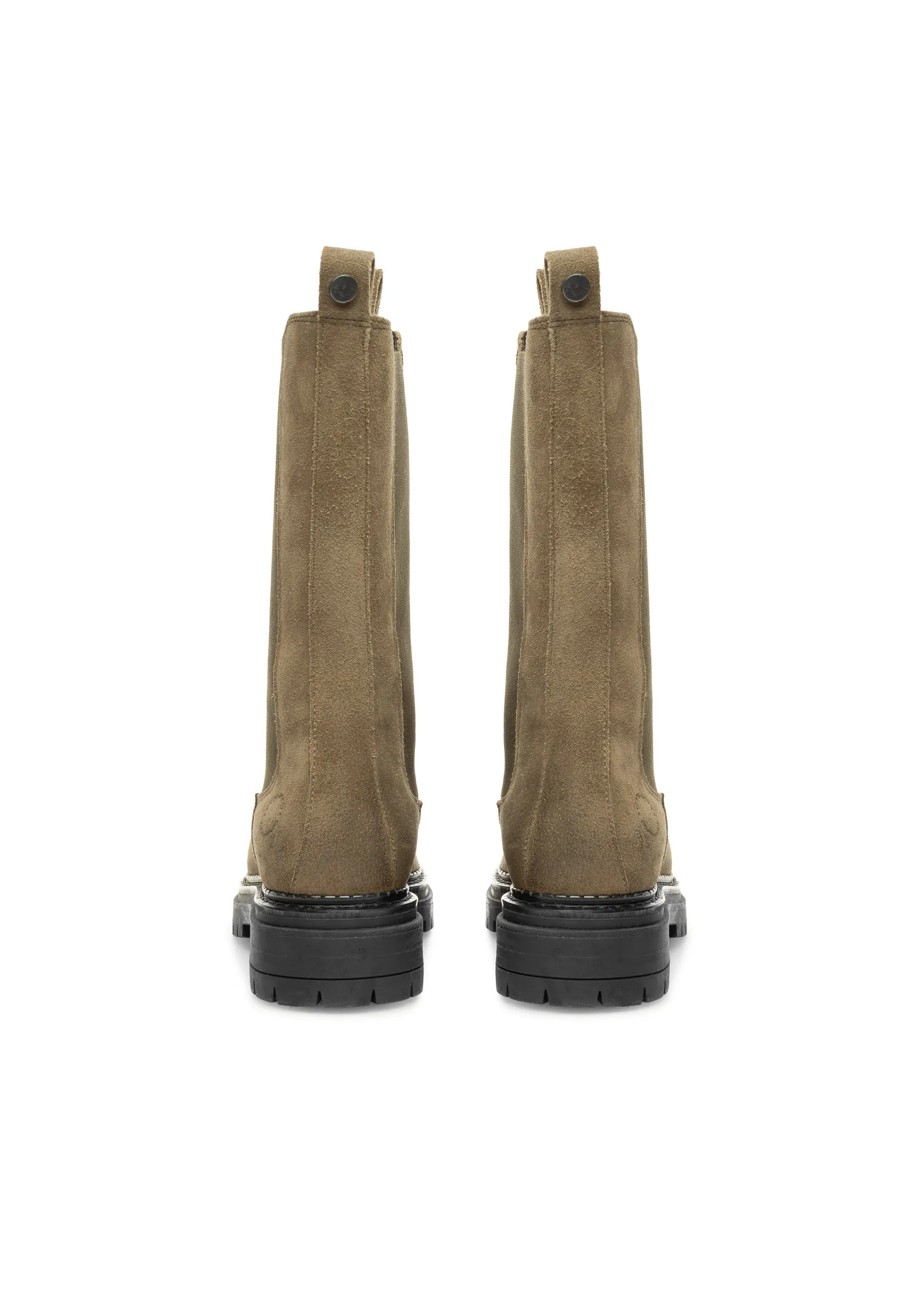 Cashannah Olive Suede High Chelsea Boots