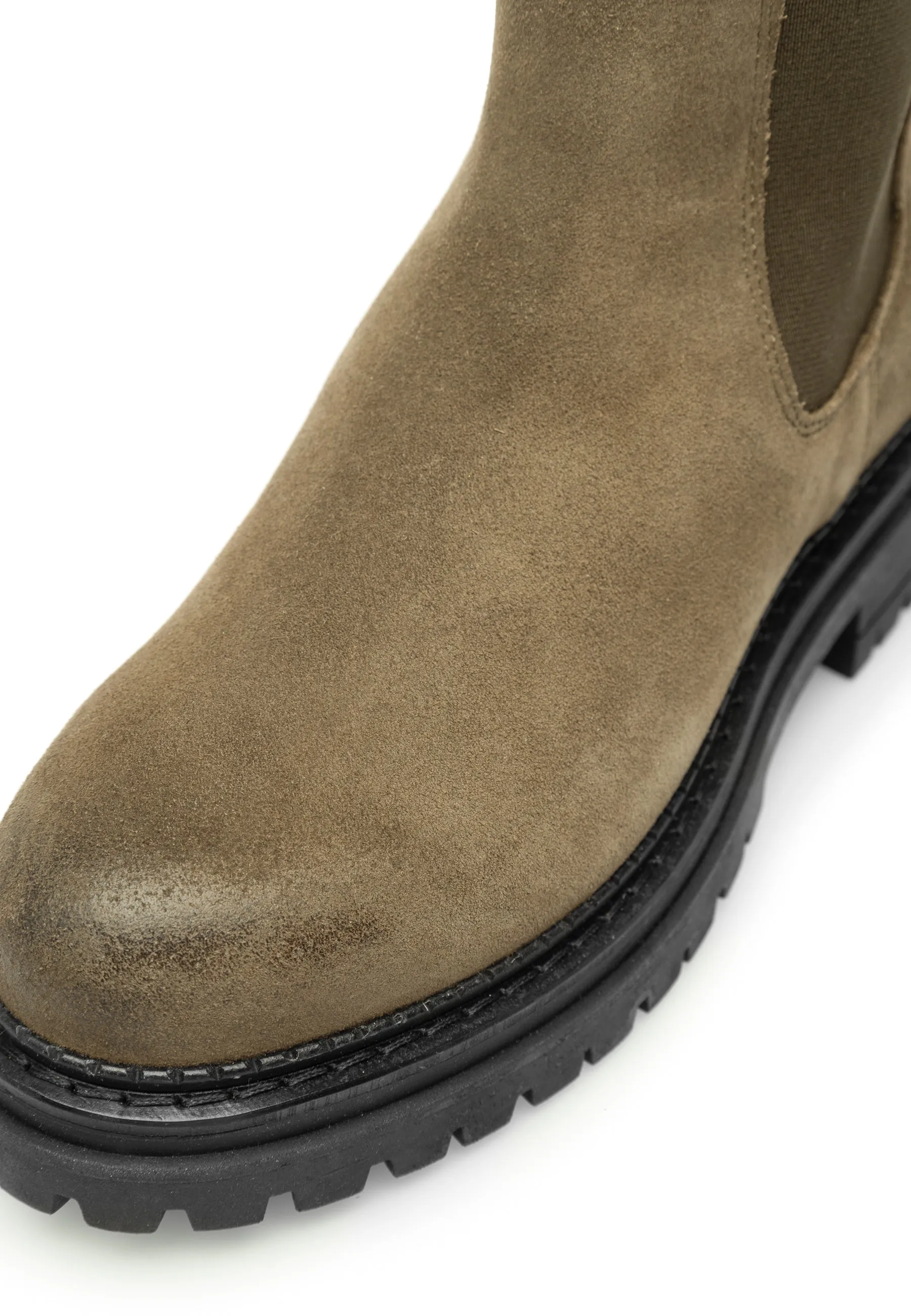 Cashannah Olive Suede High Chelsea Boots