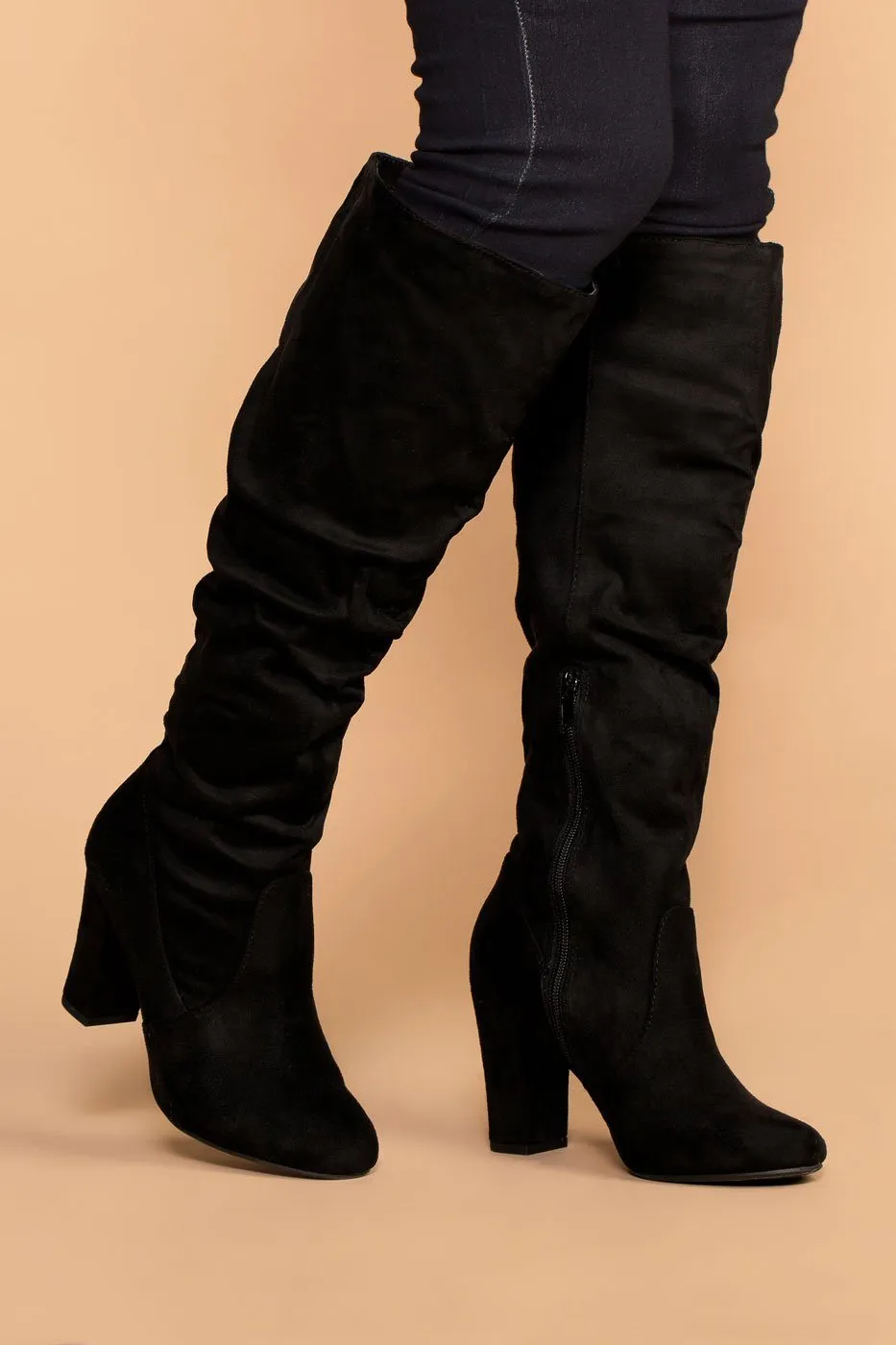 Cassia Black Knee High Boots